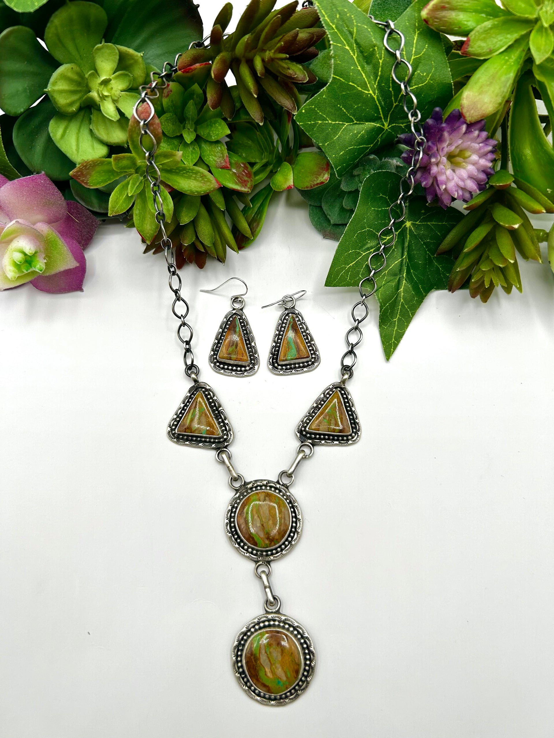 Danny Henio Ribbon Royston Turquoise & Sterling Silver Necklace Set