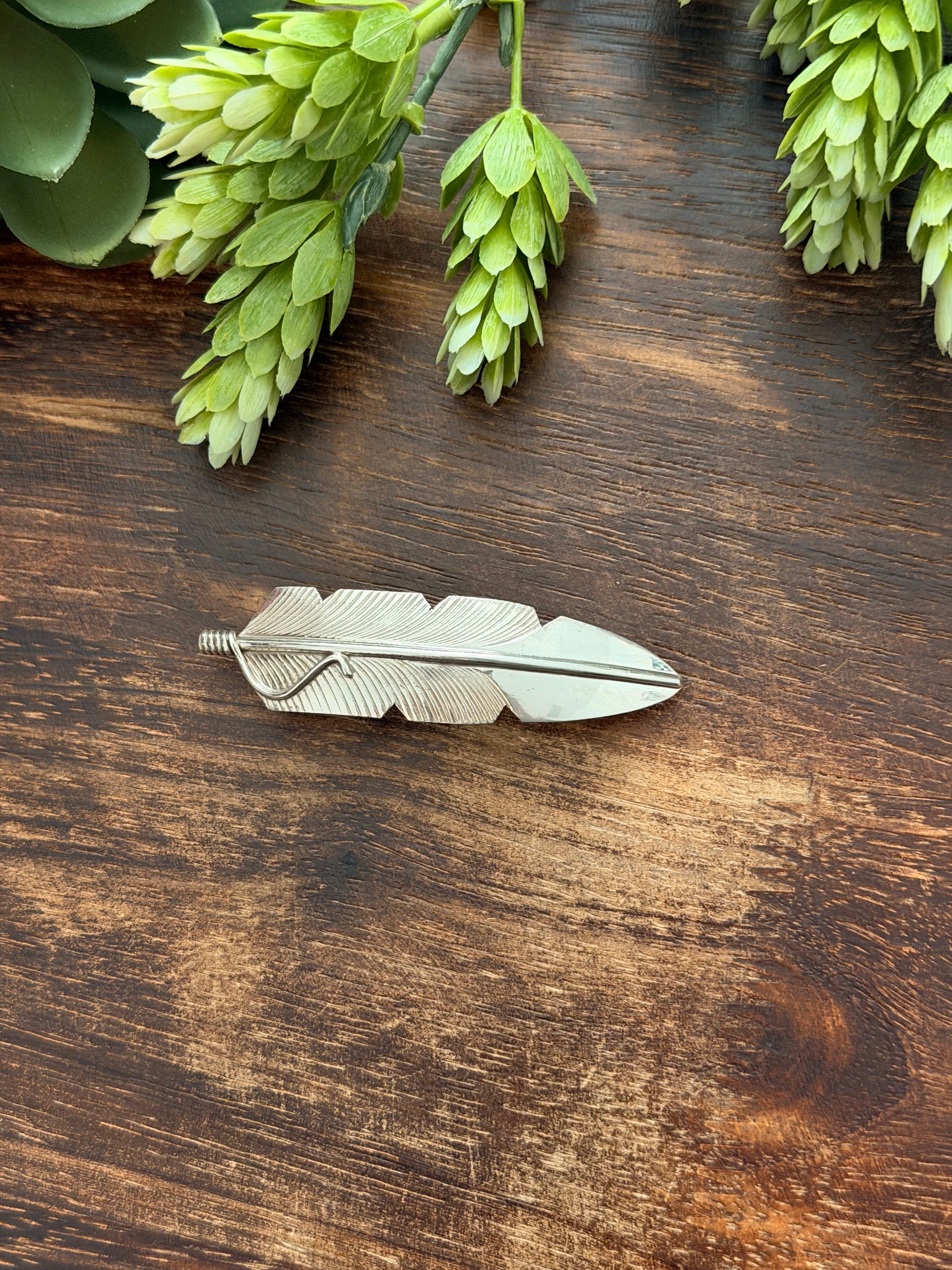 Navajo Made Sterling Silver Feather Hair Barrette