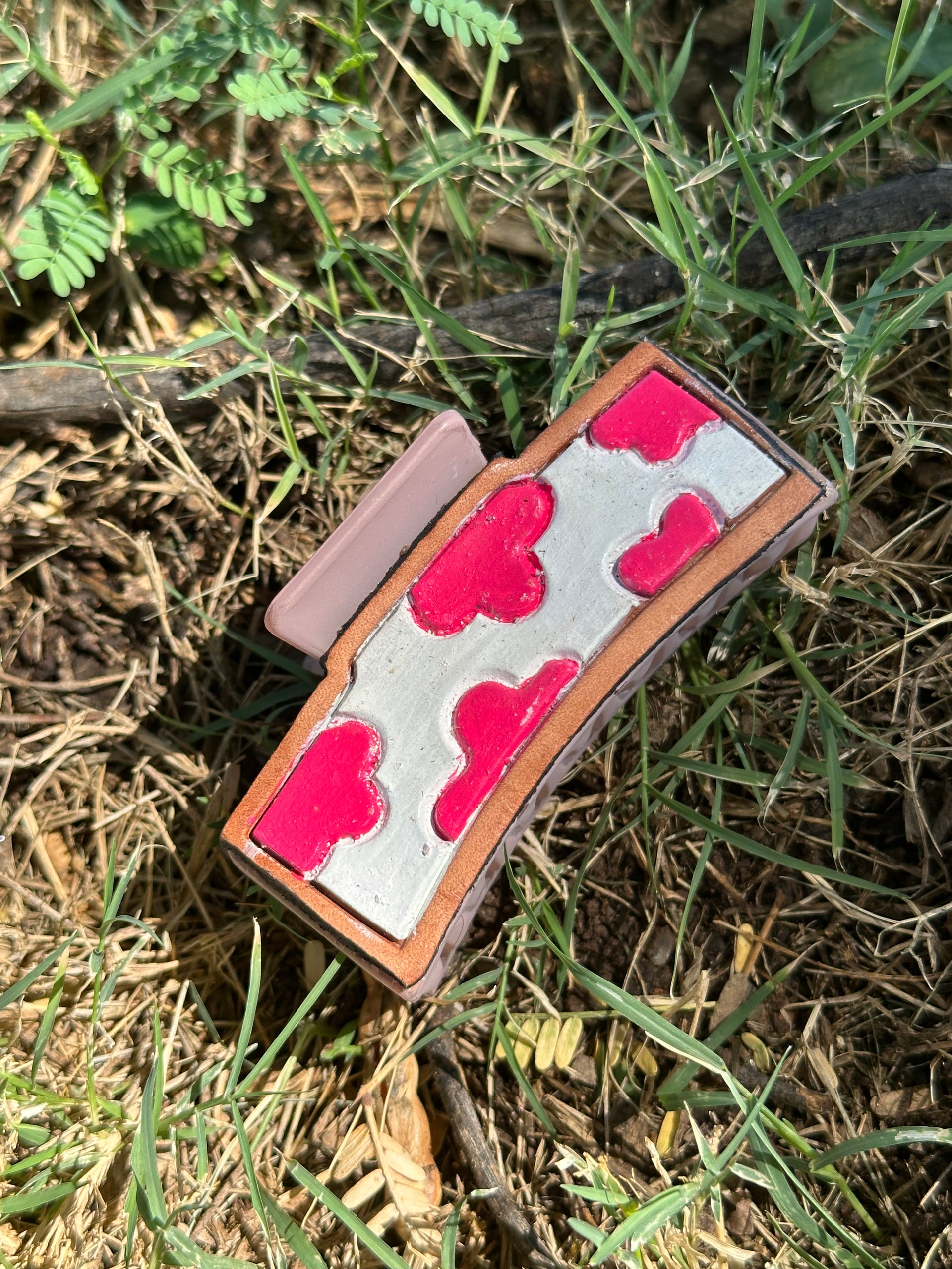 Genuine Tooled Leather Hair Clip