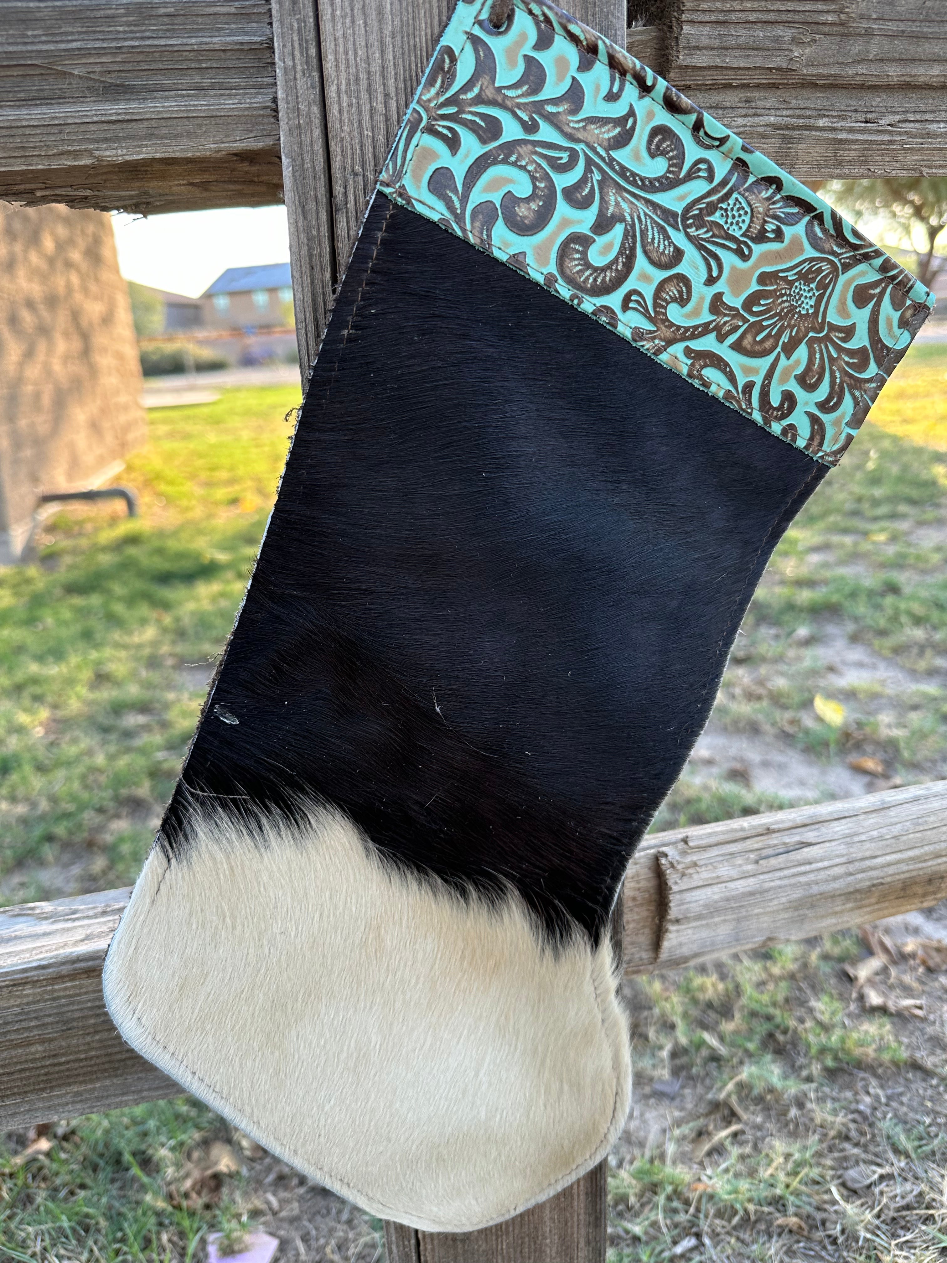 Genuine Tooled Leather Cowhide Stocking