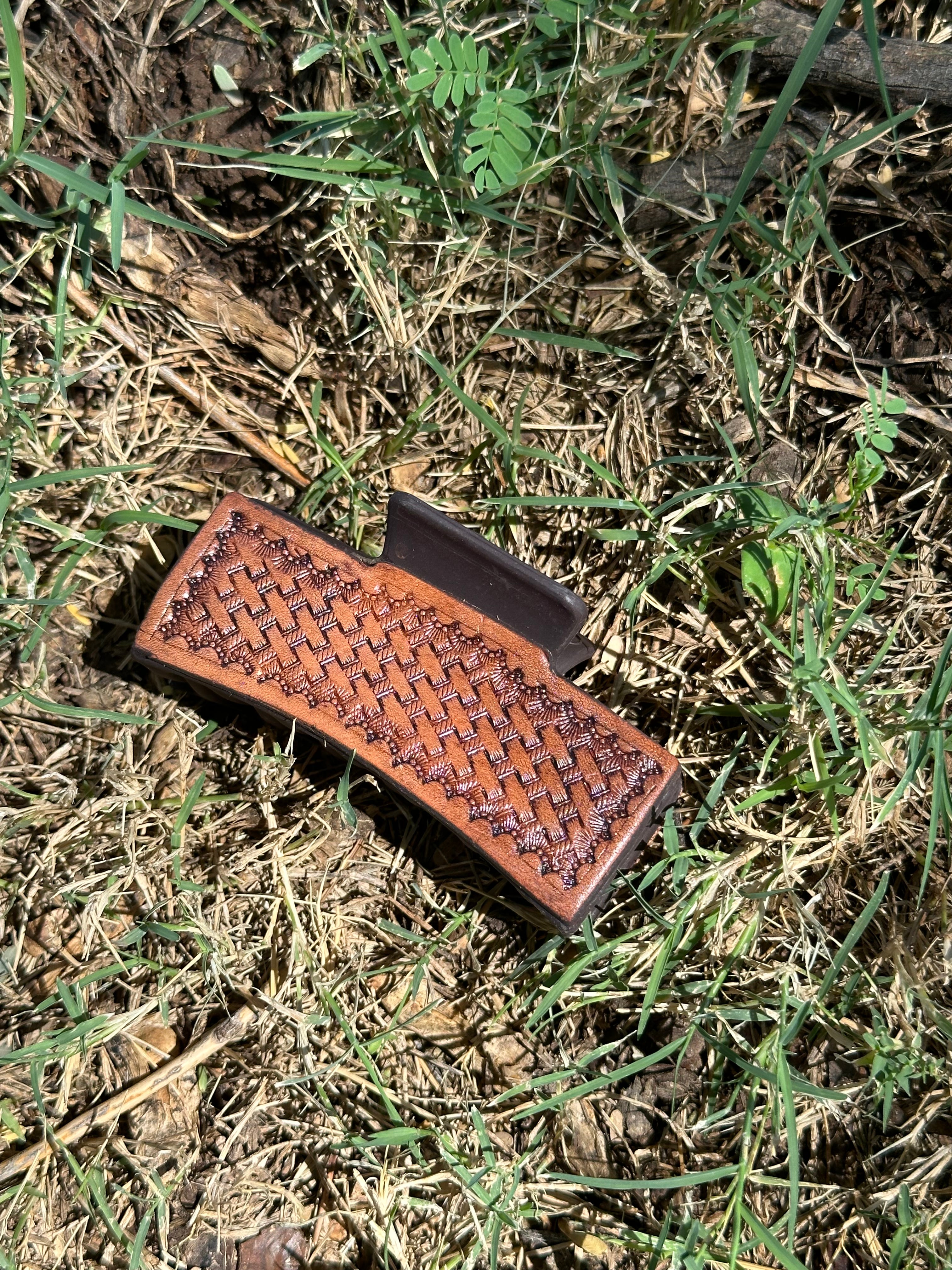 Genuine Tooled Leather Hair Clip