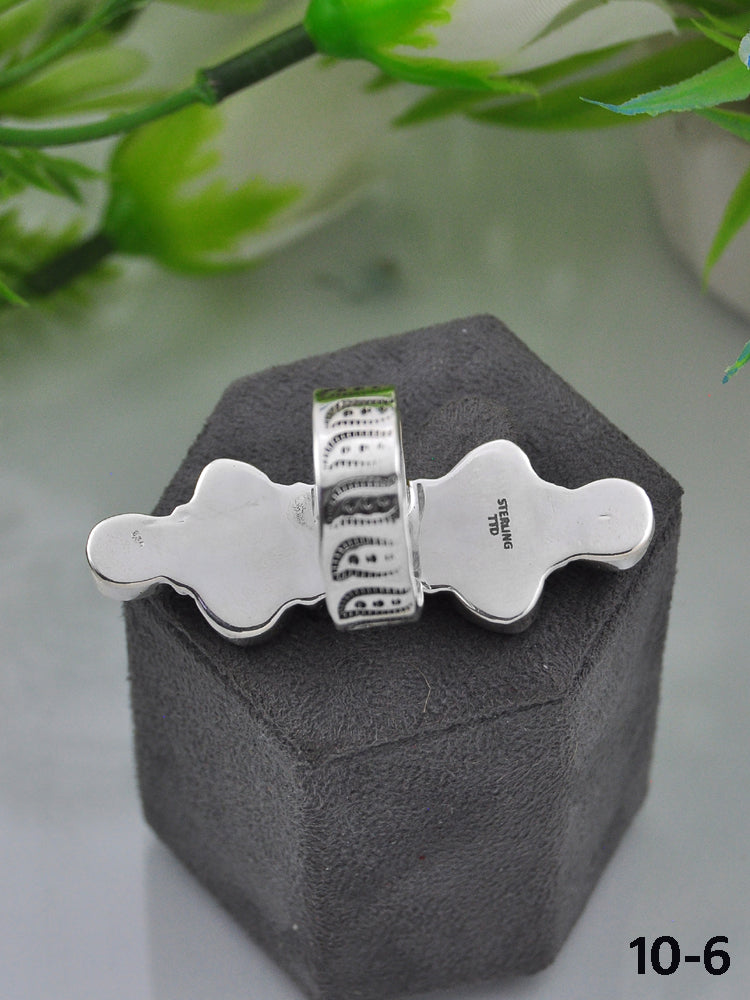 Southwest Made Multi Stone & Sterling Sliver Cluster Adjustable Ring