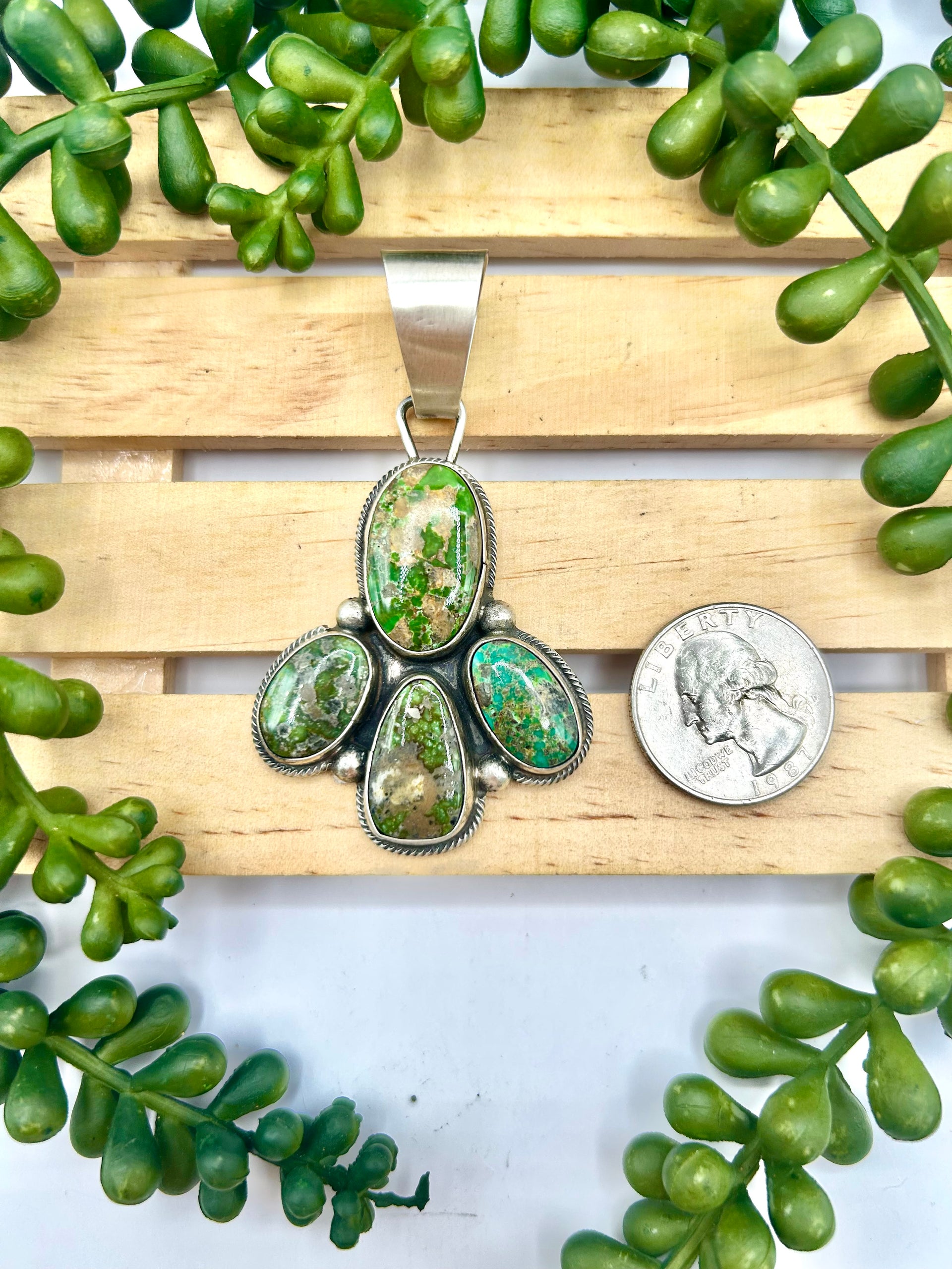 Sheila Becenti Sonoran Gold Turquoise & Sterling Silver Pendant