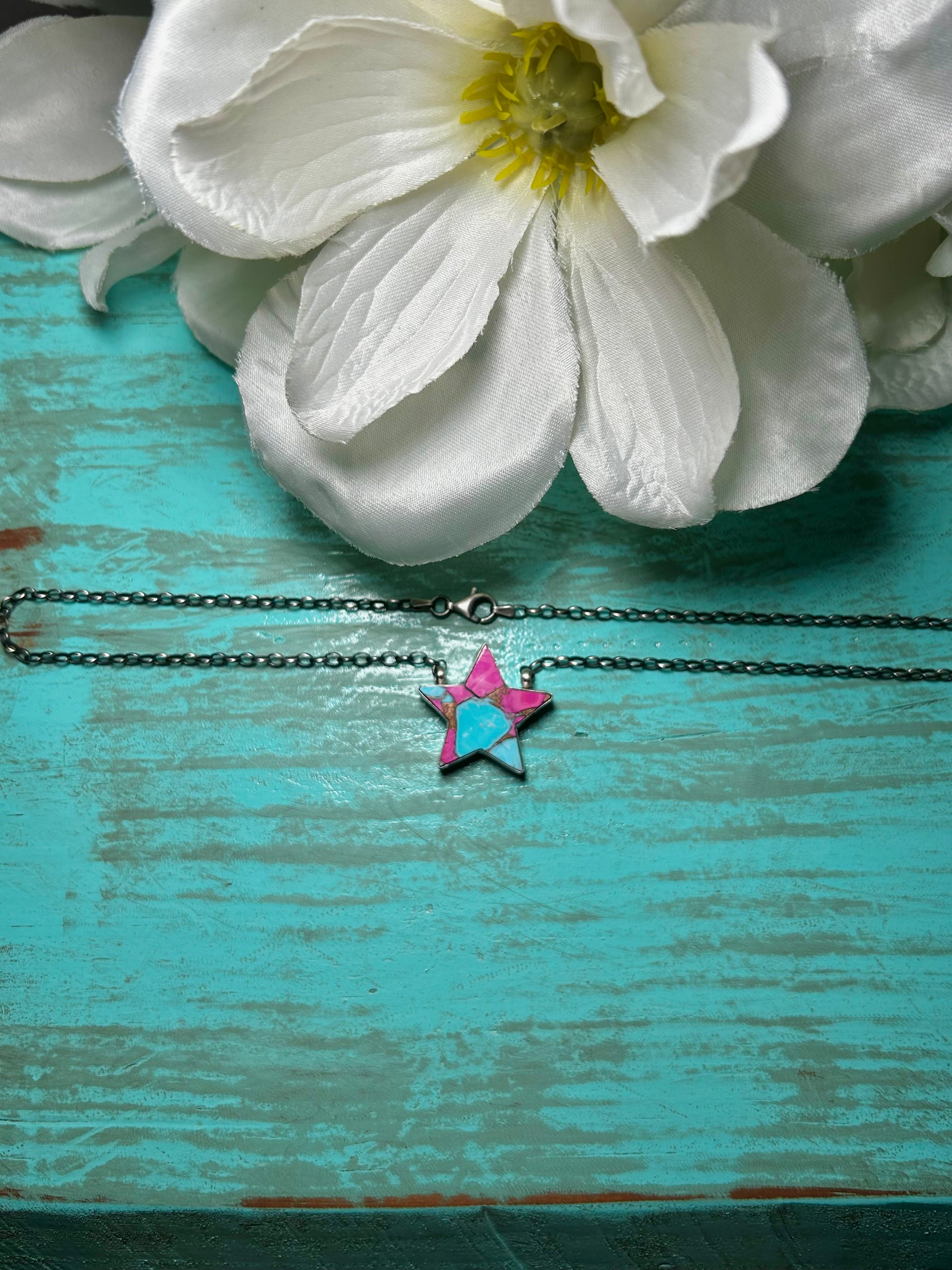 Johnny Dixon Cotton Candy & Sterling Sliver Necklace