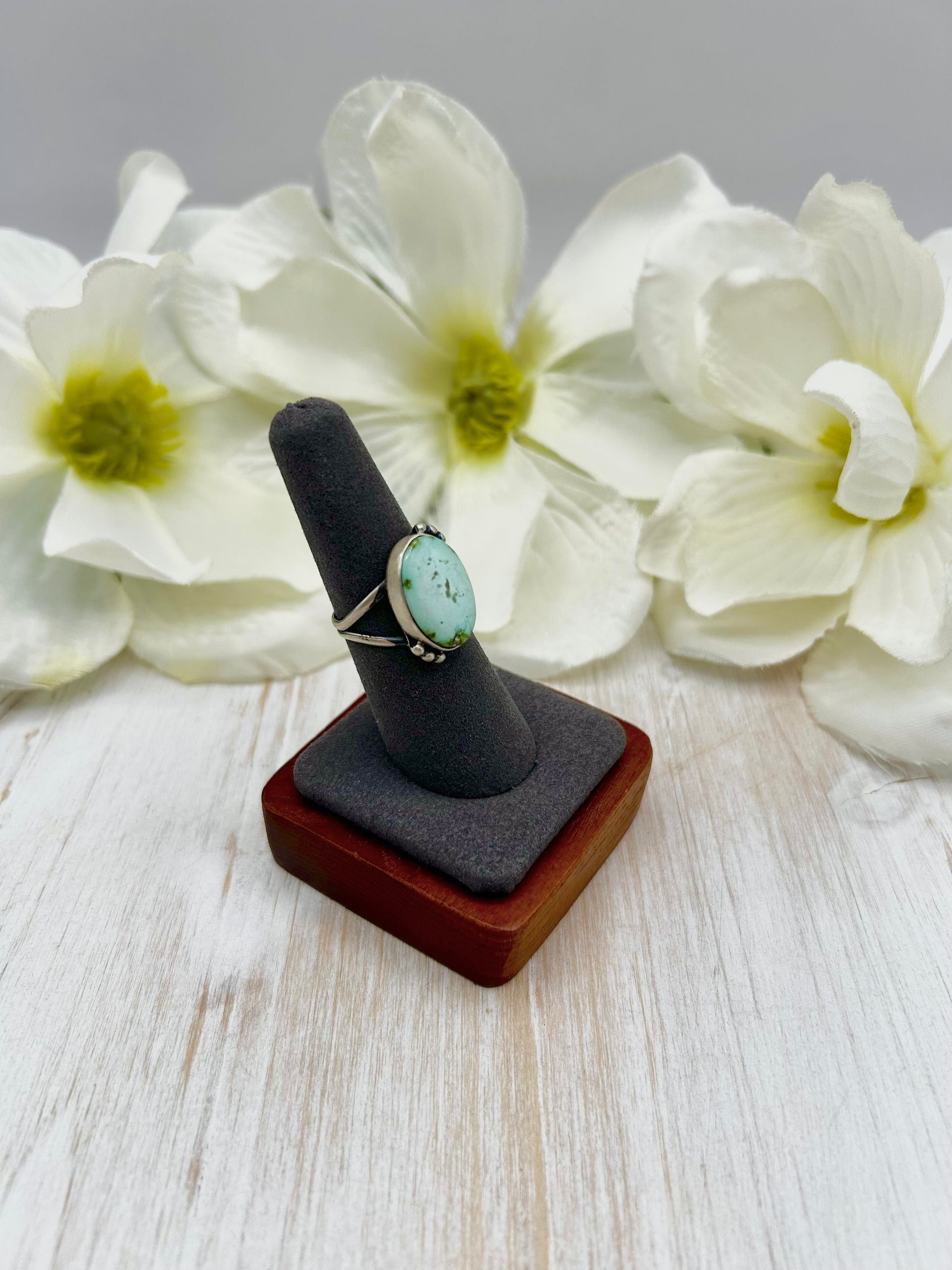 Navajo Made Sonoran Mountain Turquoise & Sterling Silver Ring Size 7