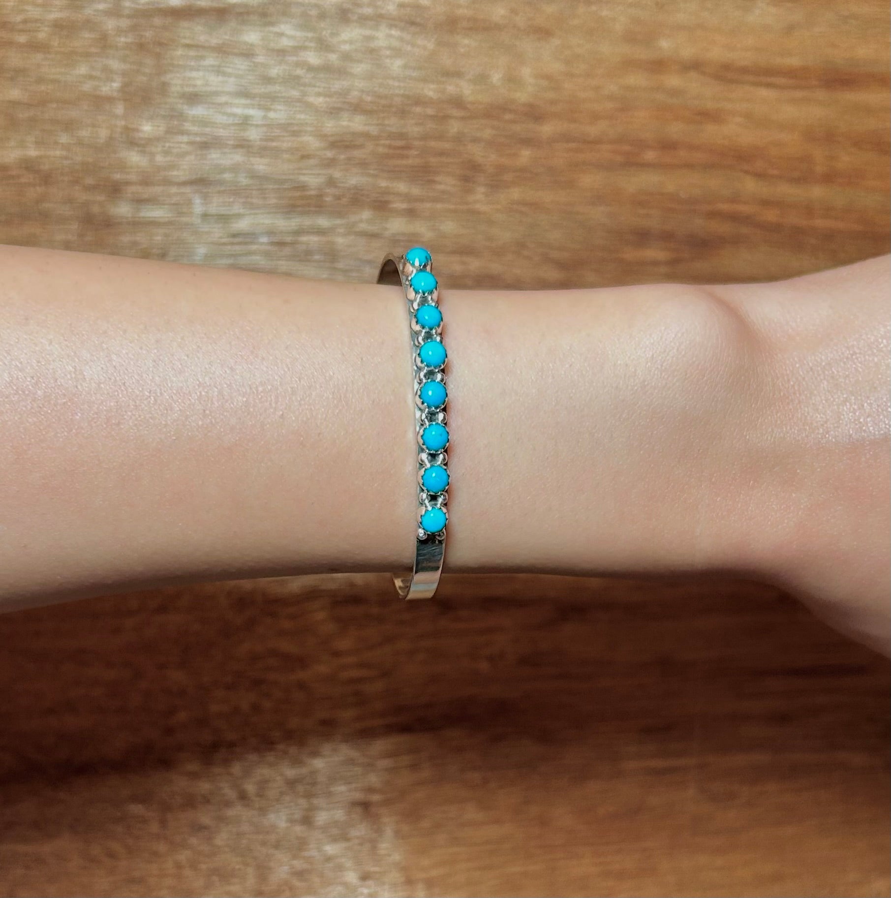 Navajo Made Kingman Turquoise& Sterling Silver Cuff Bracelet