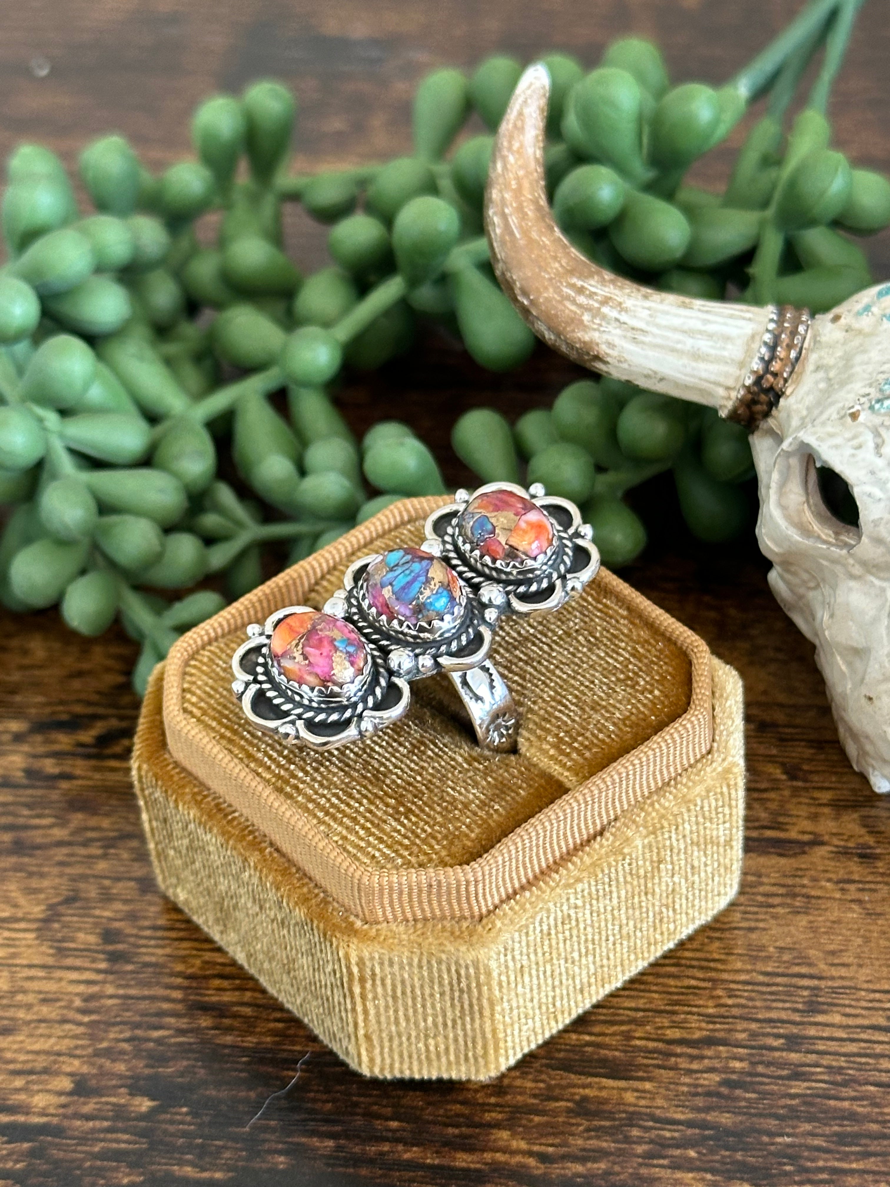 Southwest Handmade Mohave Turquoise & Sterling Silver Adjustable Ring