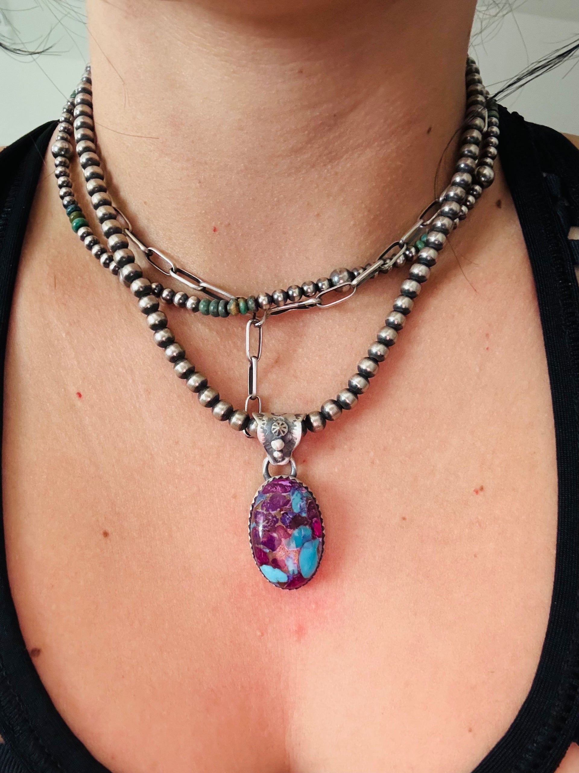 Southwest Made Mohave Turquoise & Sterling Silver Pendant