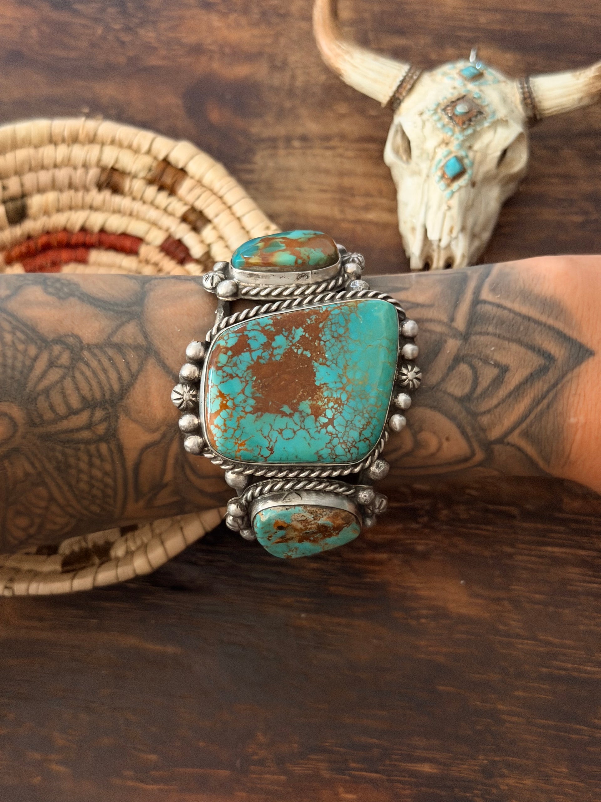 Augustine Largo Natural Royston Turquoise & Sterling Silver Cuff Bracelet