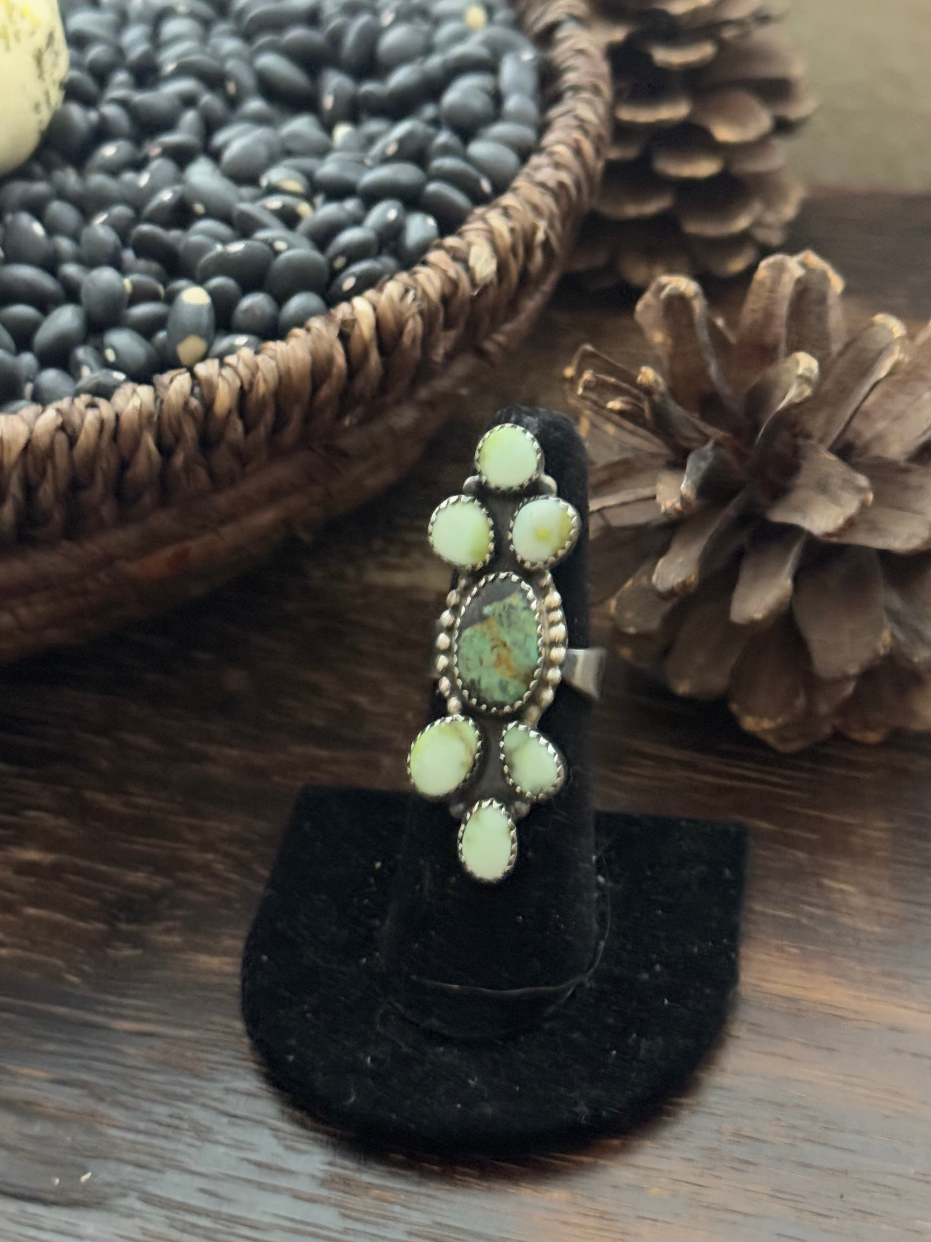 Southwest Handmade Multi Stone & Sterling Silver Adjustable Ring