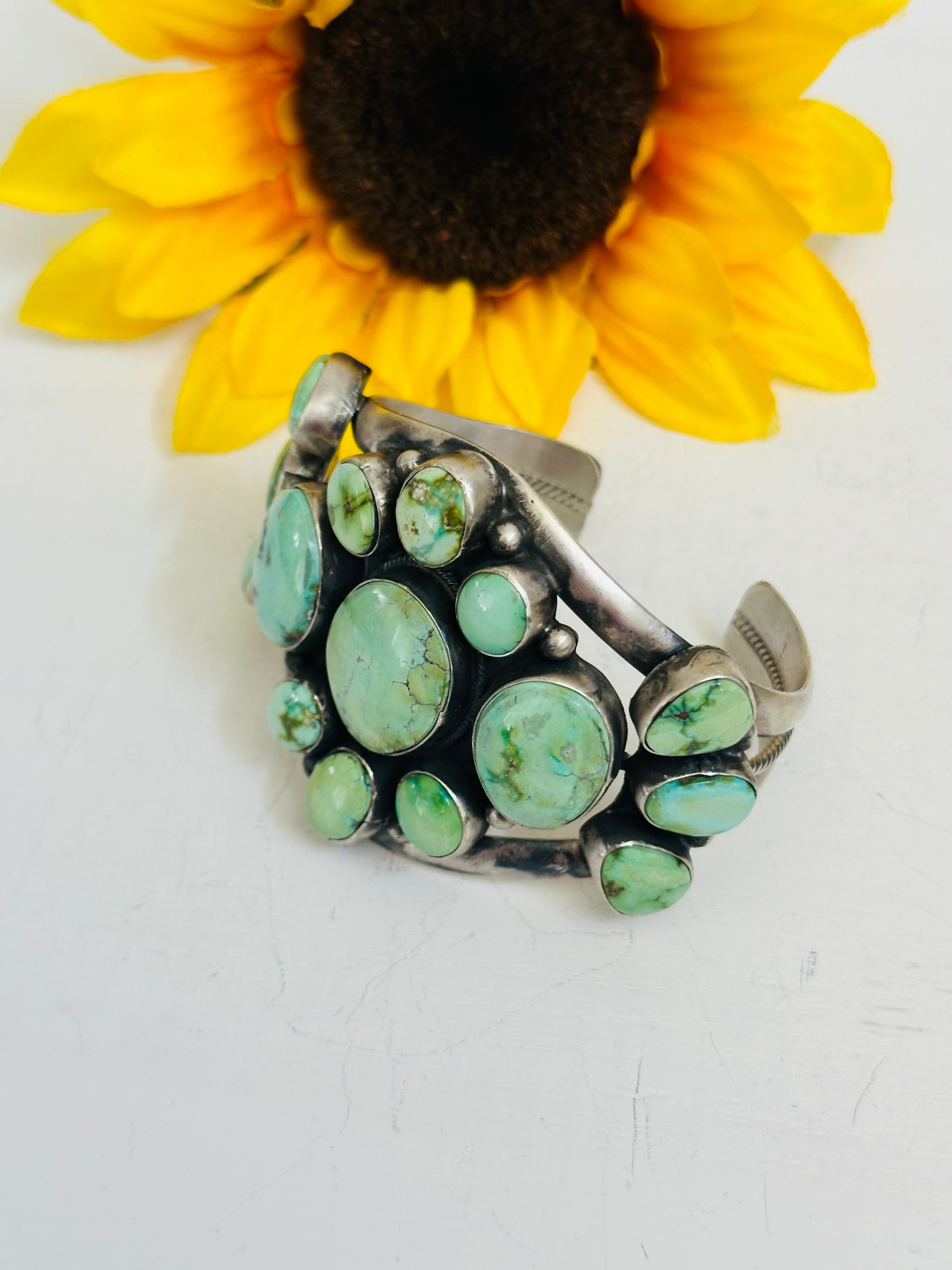 Bobby Johnson Sonoran Gold Turquoise & Sterling Silver Cuff Bracelet