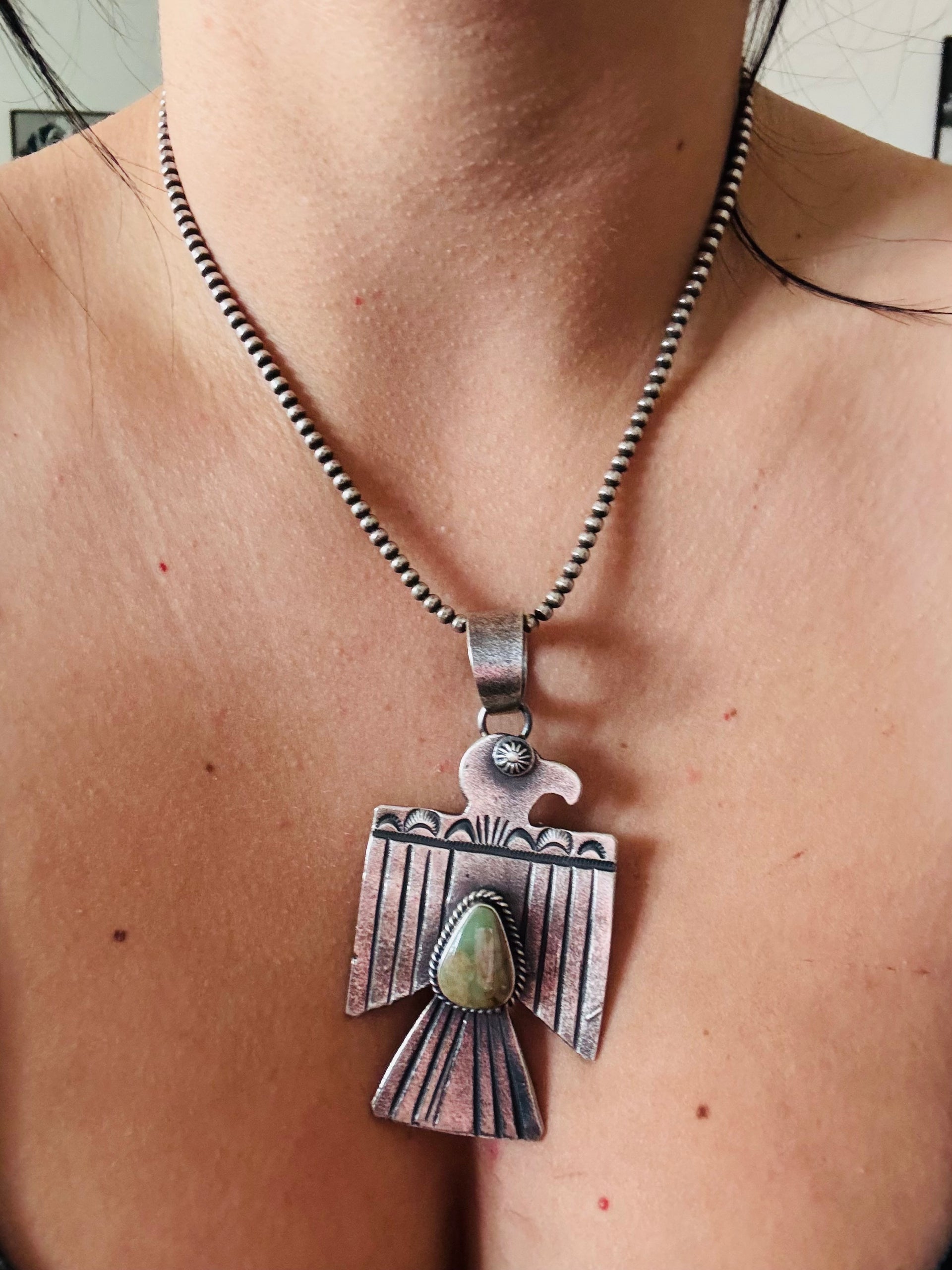 Kindale Billah Royston Turquoise & Sterling Silver Thunderbird Pendant