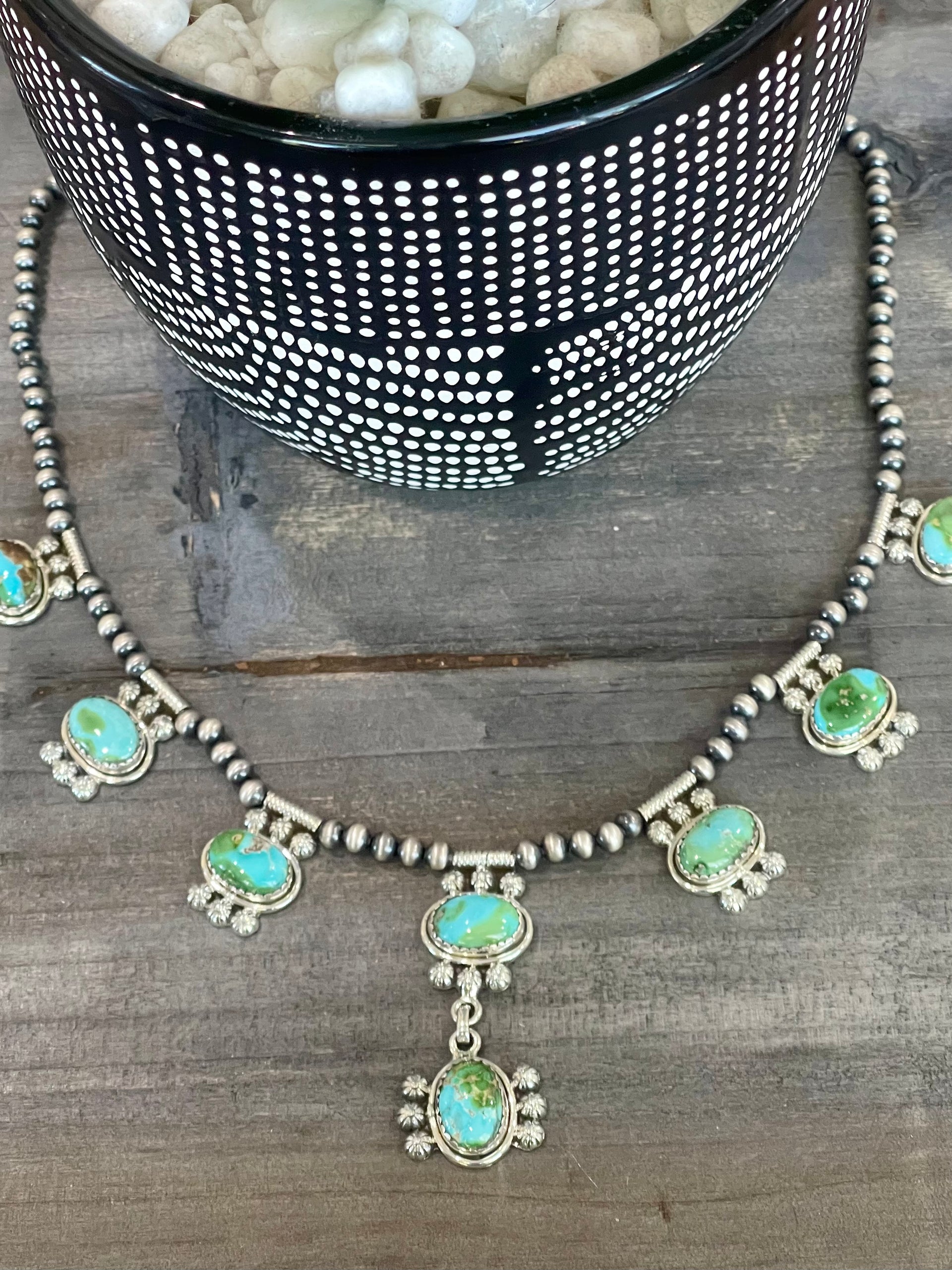 Southwest Handmade Sonoran Mountain Turquoise & Sterling Silver Necklace