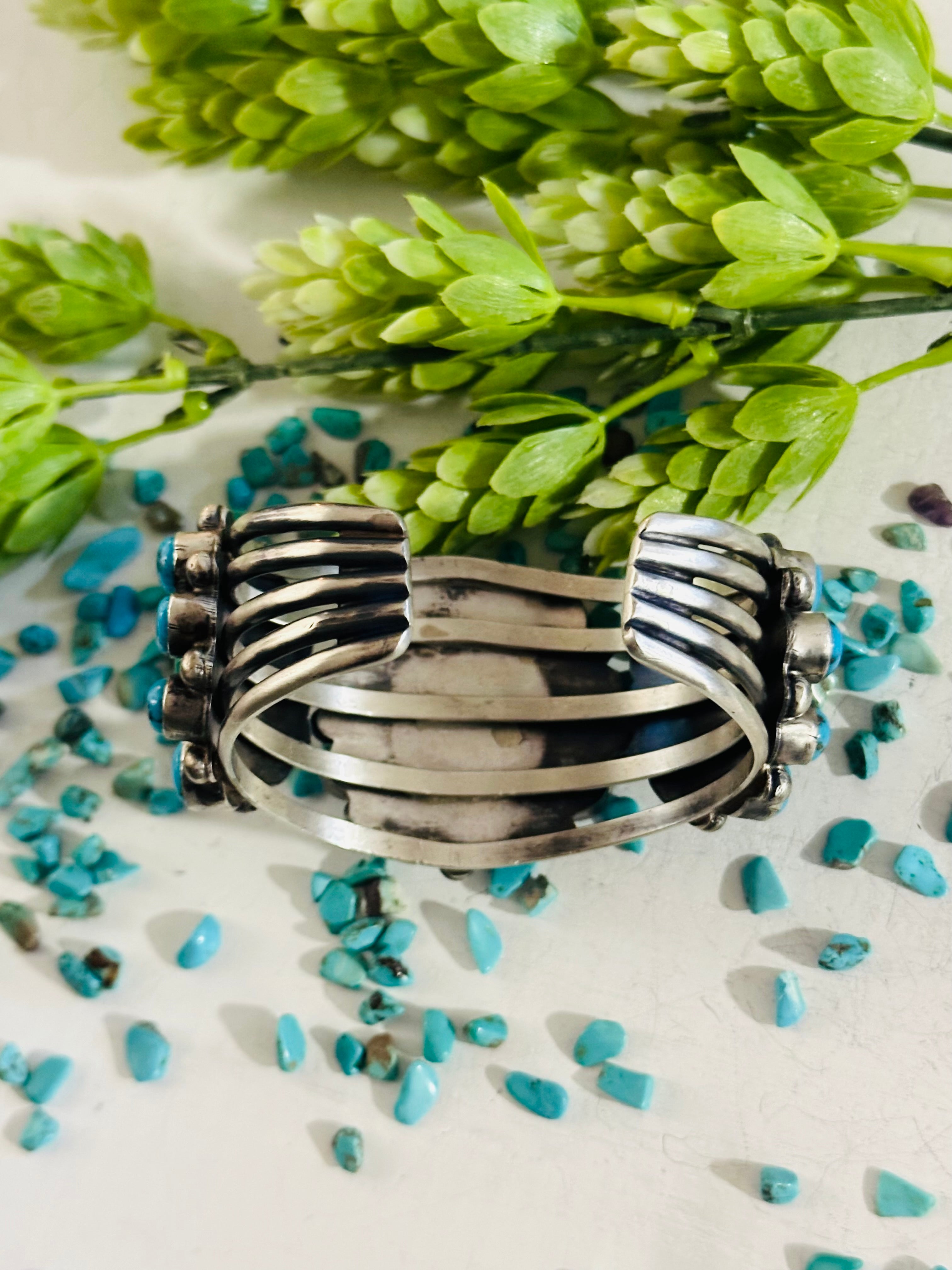 Kathleen Livingston Multi Turquoise & Sterling Silver Cuff Bracelet