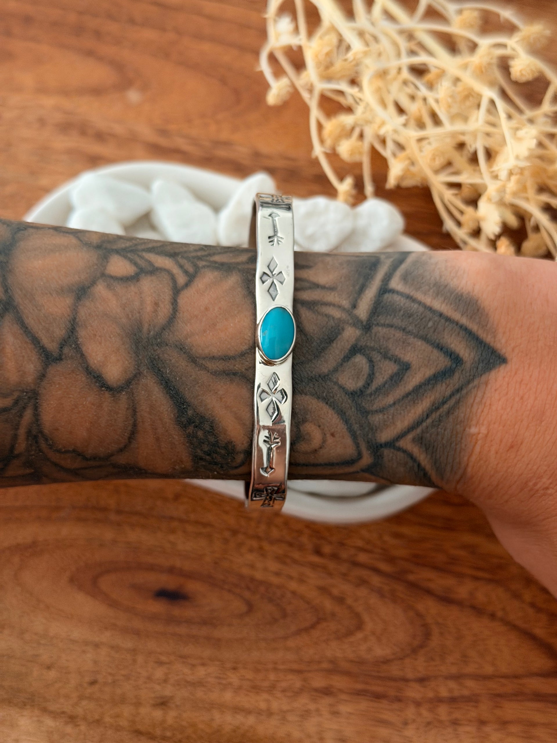 B. Shorty Kingman Turquoise & Sterling Silver Cuff Bracelets