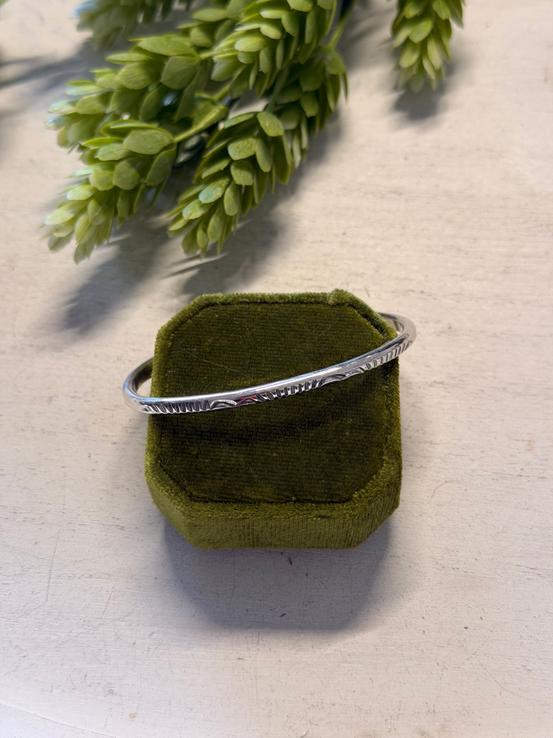Navajo Made Sterling Silver Stamped Cuff Bracelet
