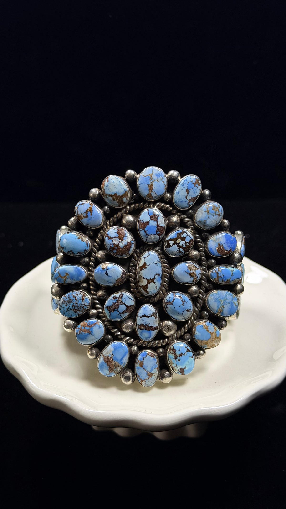 Tyler Brown Golden Hills Turquoise & Sterling Silver Cluster Cuff Bracelet