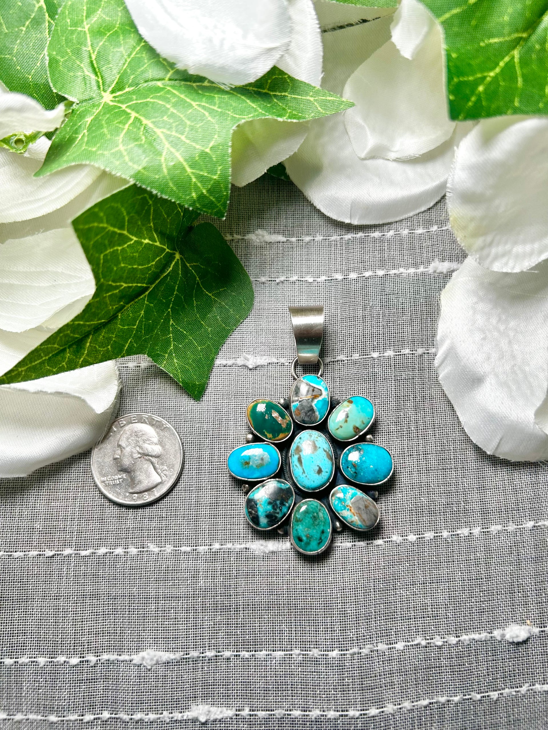 Blaine Yellowhorse Mixed Turquoise & Sterling Silver Pendant