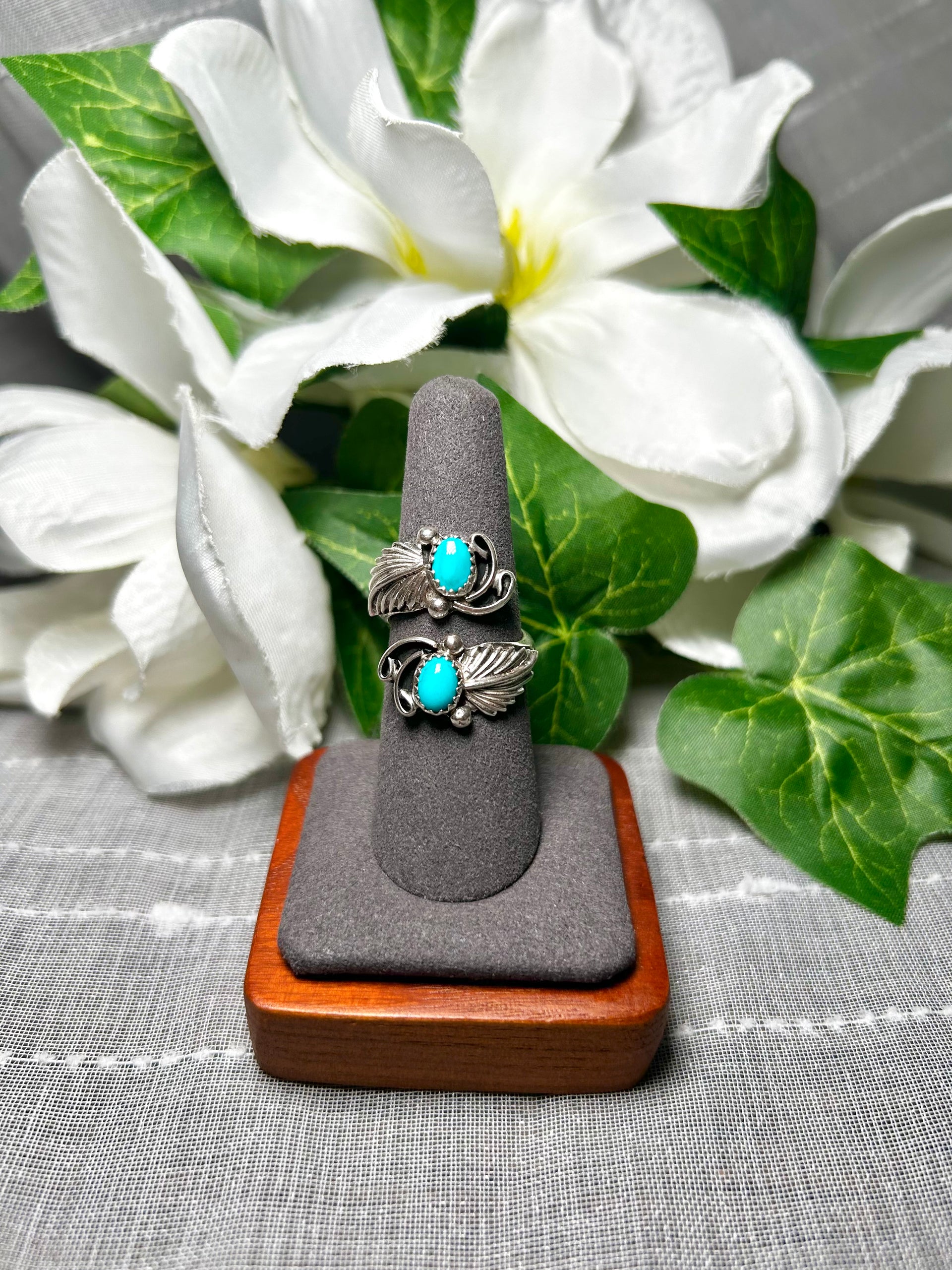 Navajo Made Kingman Turquoise & Sterling Silver Adjustable Ring