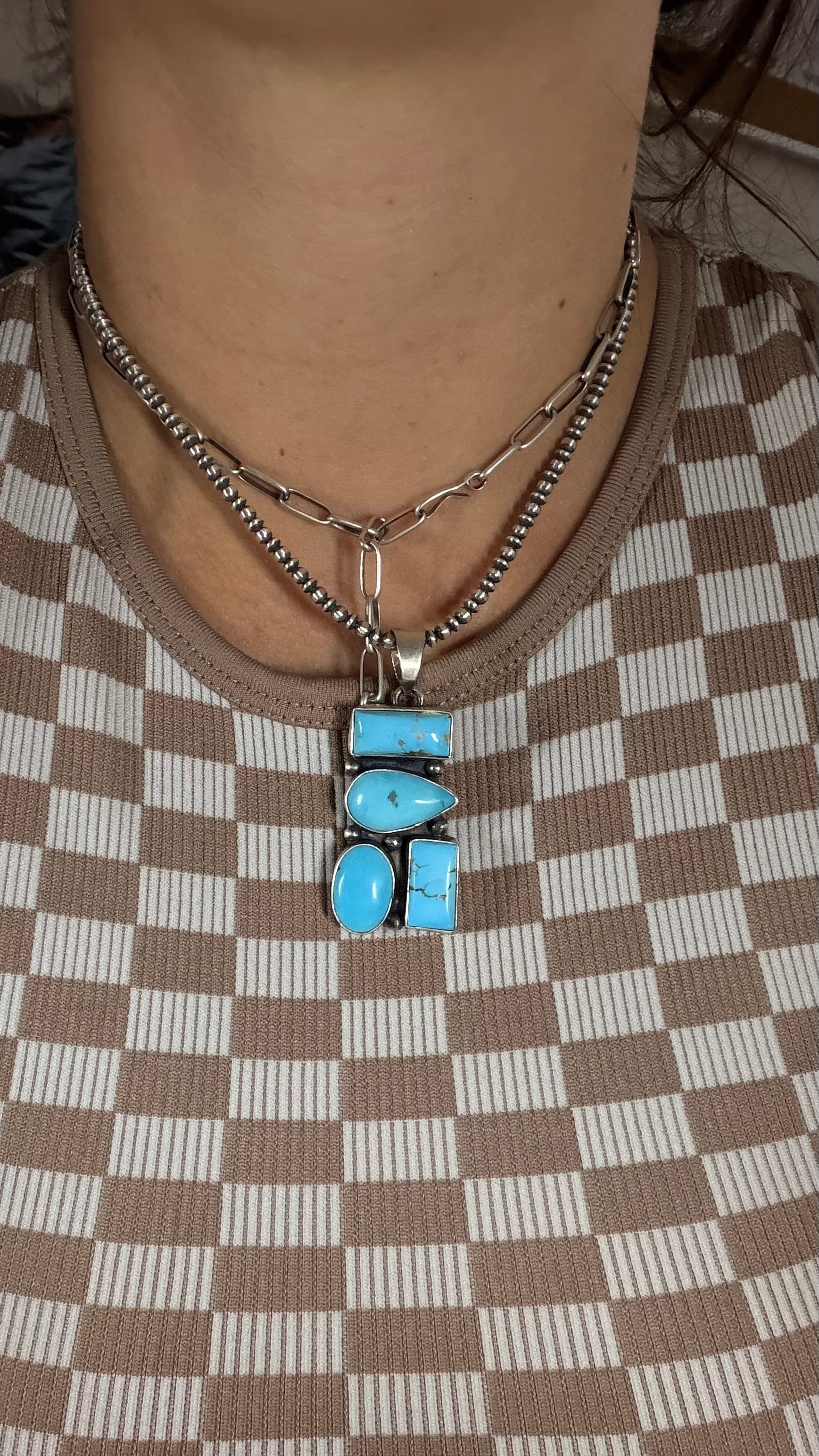 Jameson Garcia Blue Ridge Turquoise & Sterling Silver Cluster Pendant