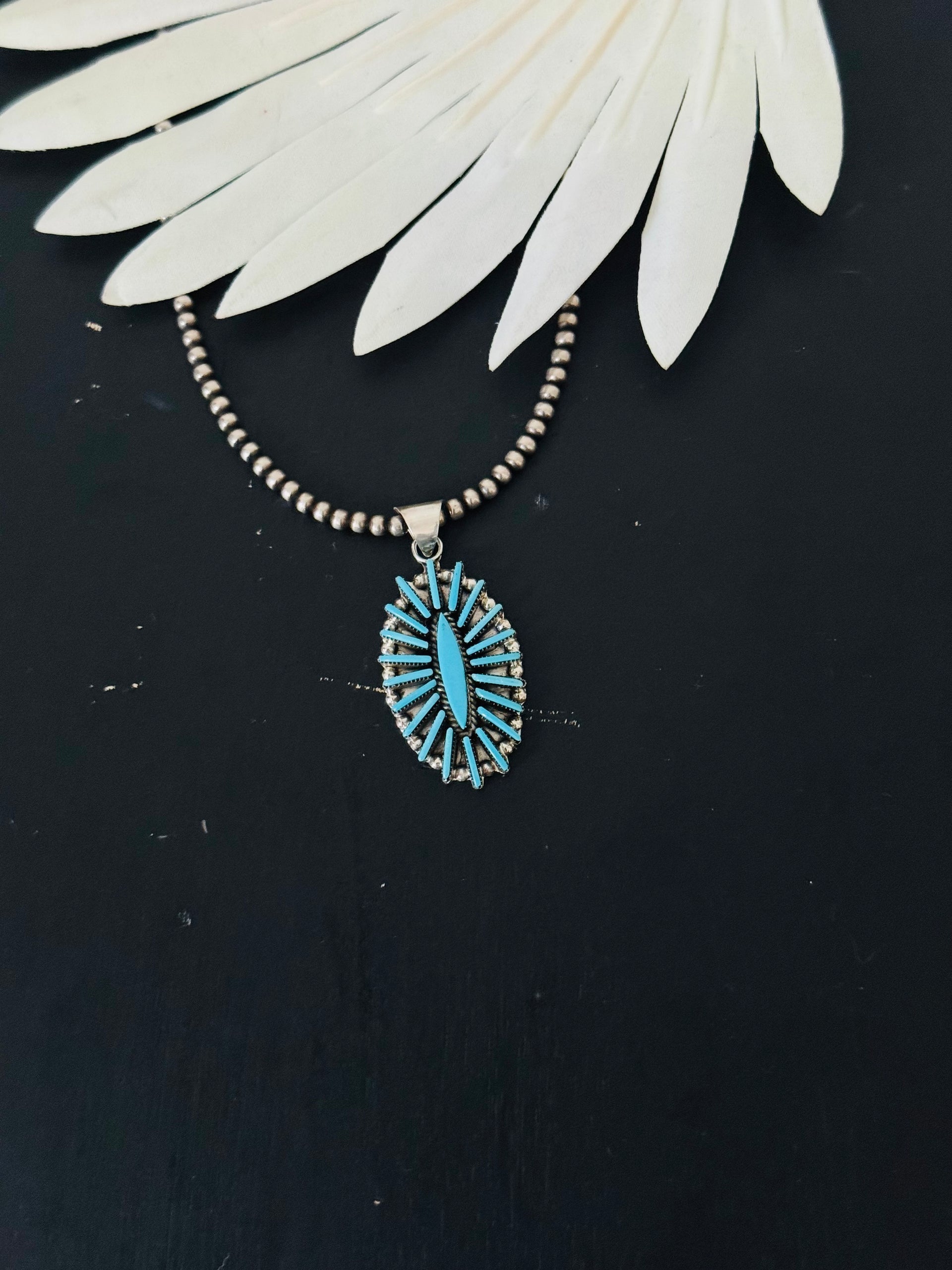 Carmichael Haloo Kingman Turquoise & Sterling Silver Cluster Pendant