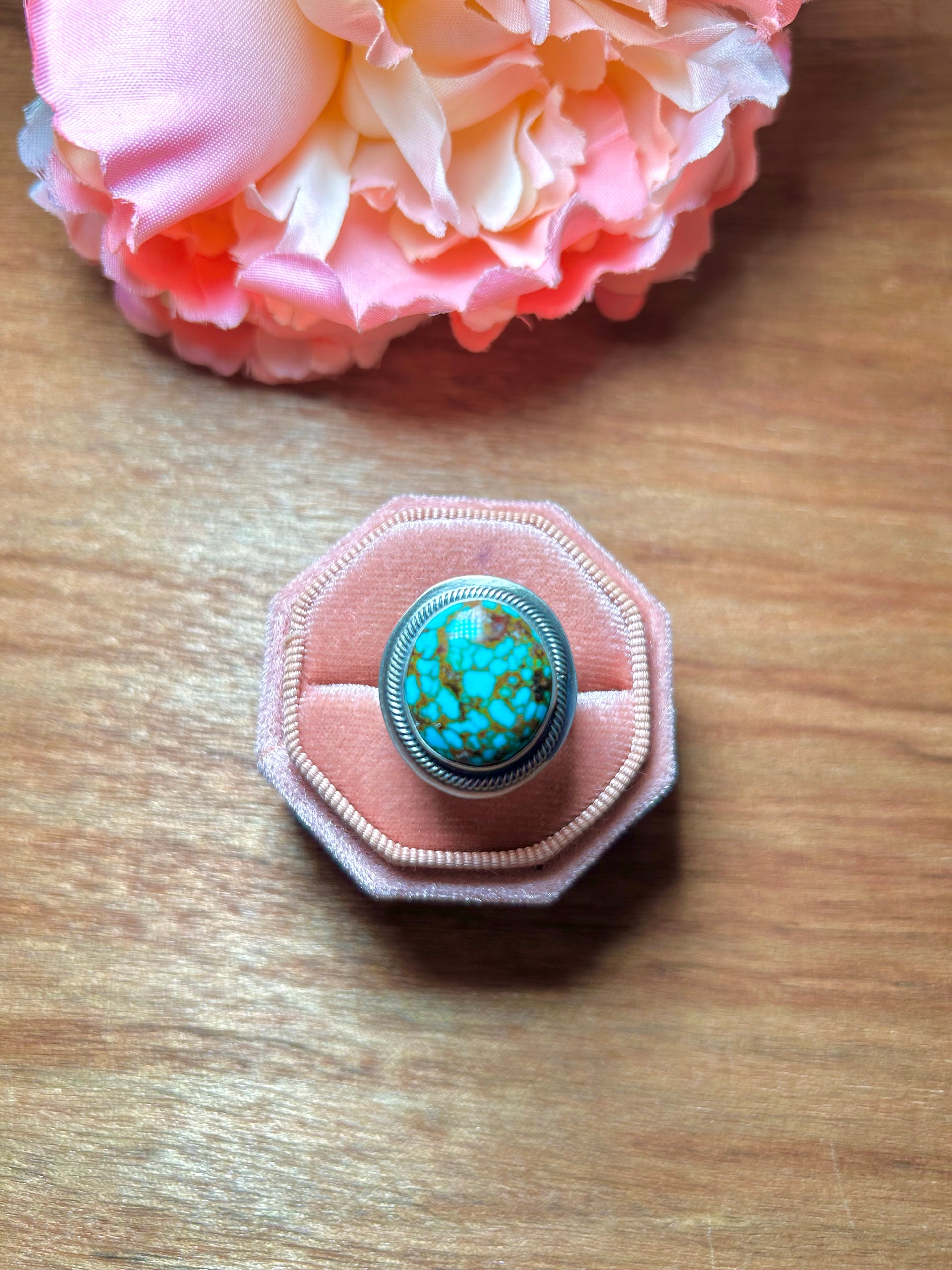 Darrin Livingston Kingman Turquoise & Sterling Silver Ring Size 8.5