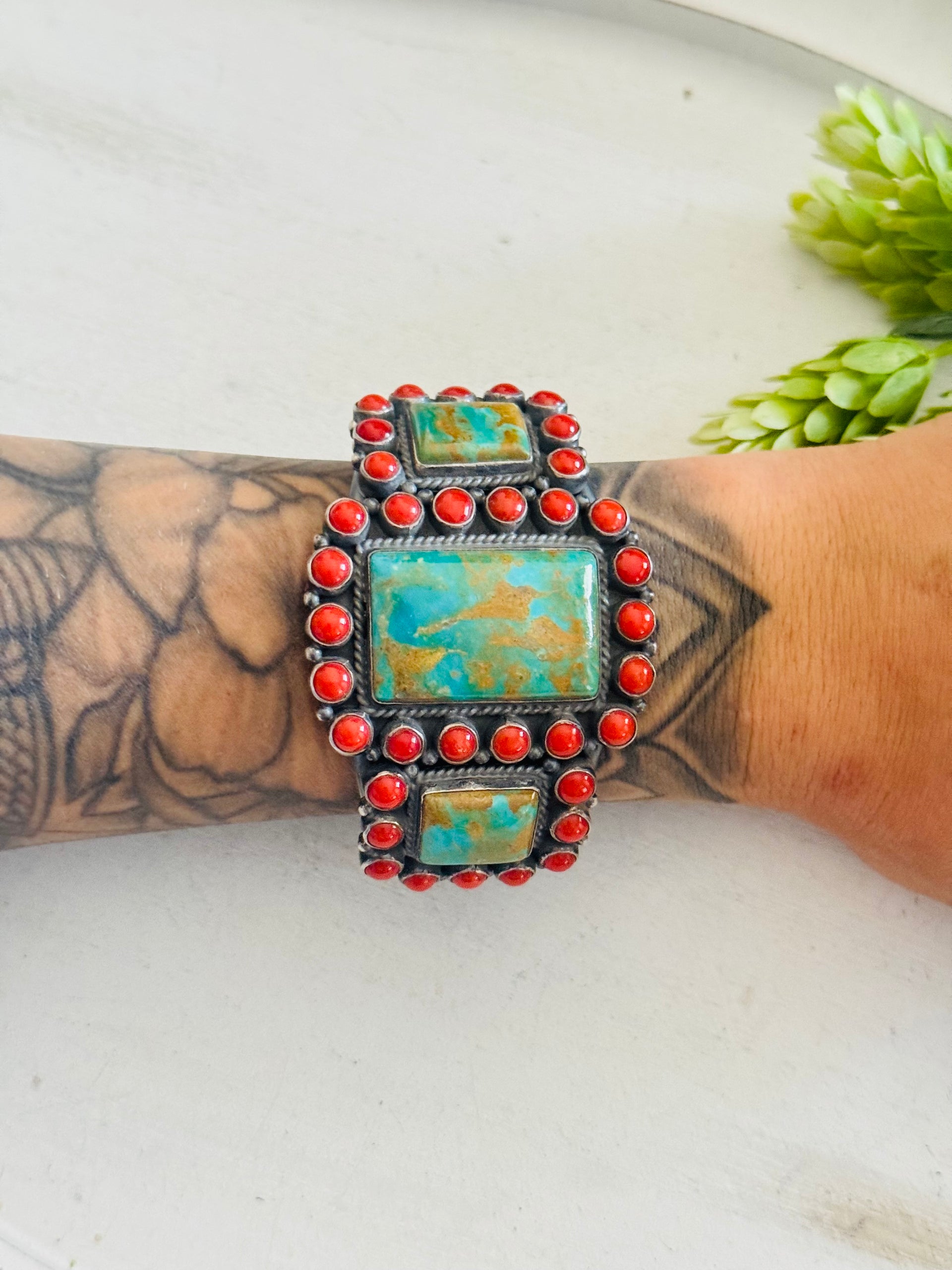 Kirk Smith Multi Stone & Sterling Silver Cluster Cuff Bracelet