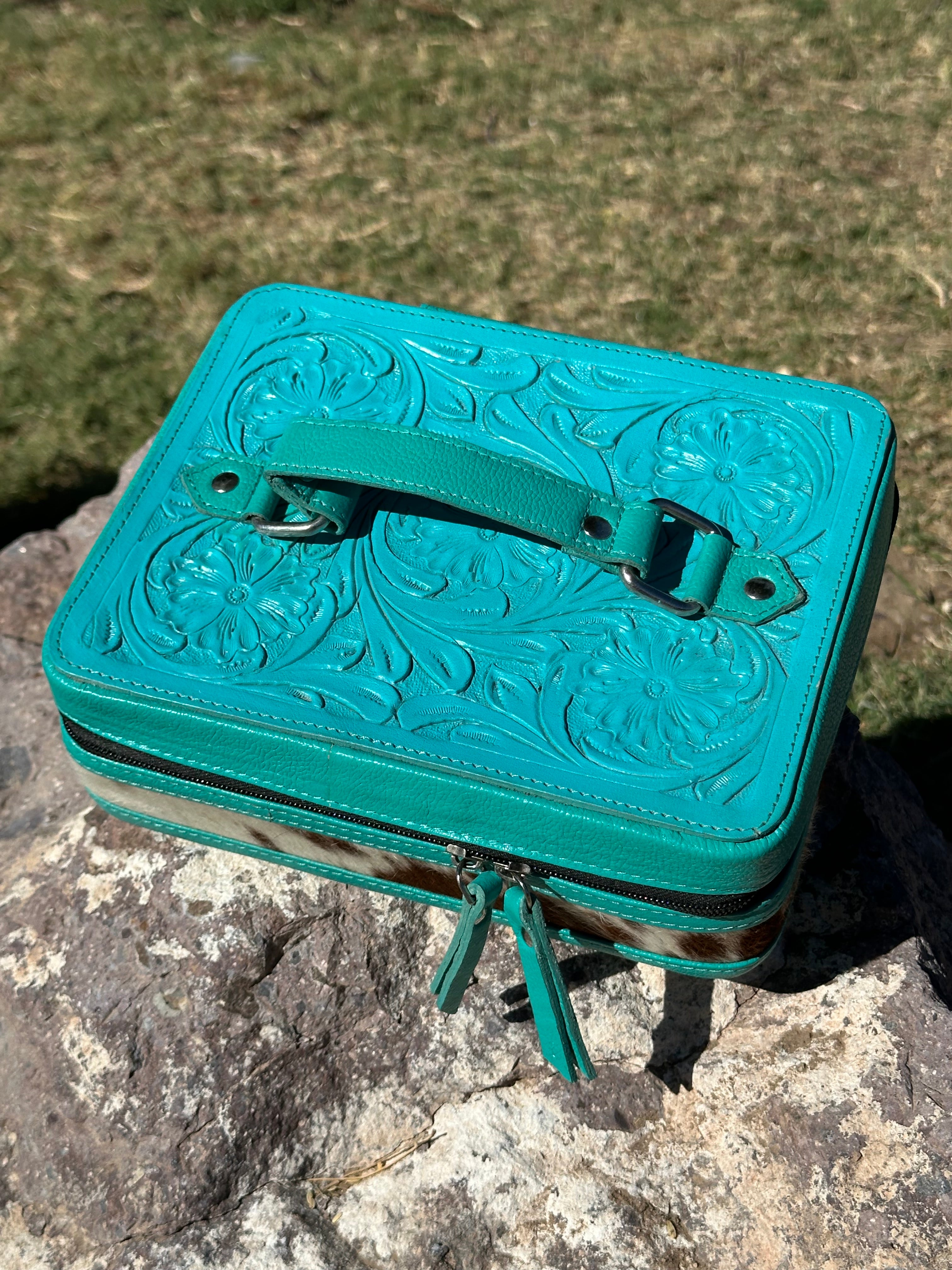 Genuine Tooled Leather & Cowhide Jewelry Box