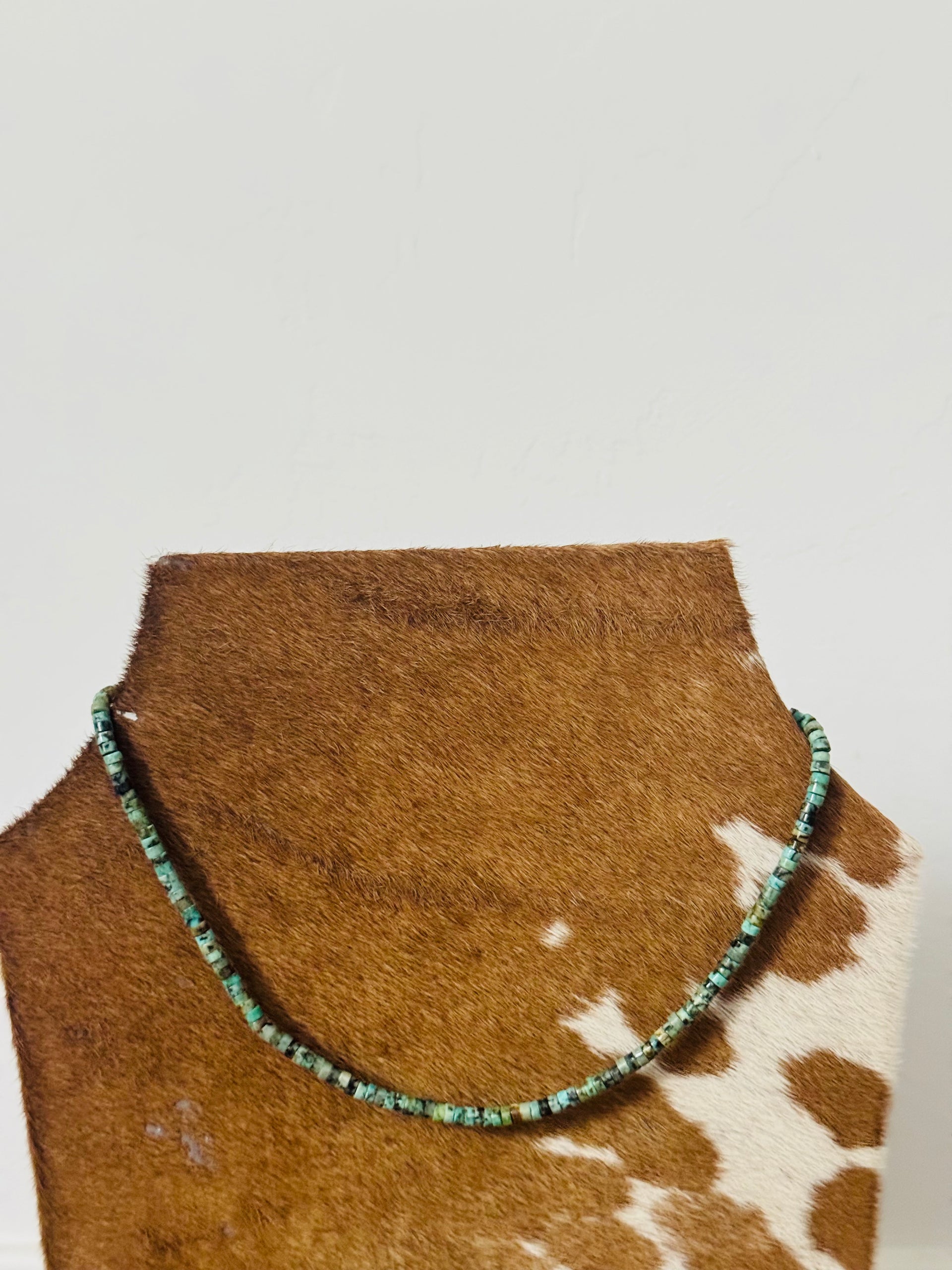 Navajo Made Kingman Heishi & Sterling Silver Necklace