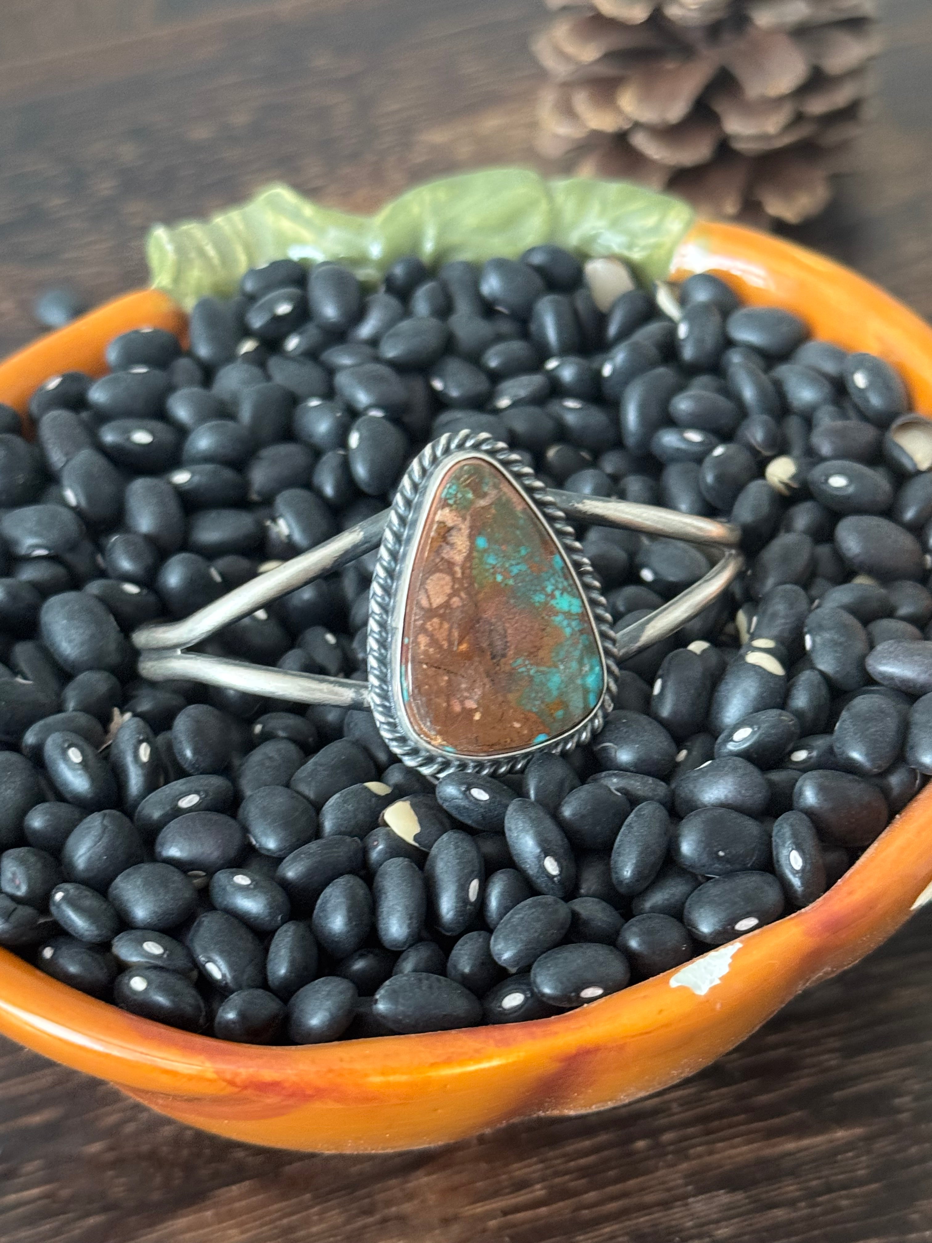 Navajo Made Royston Turquoise & Sterling Silver Cuff Bracelet