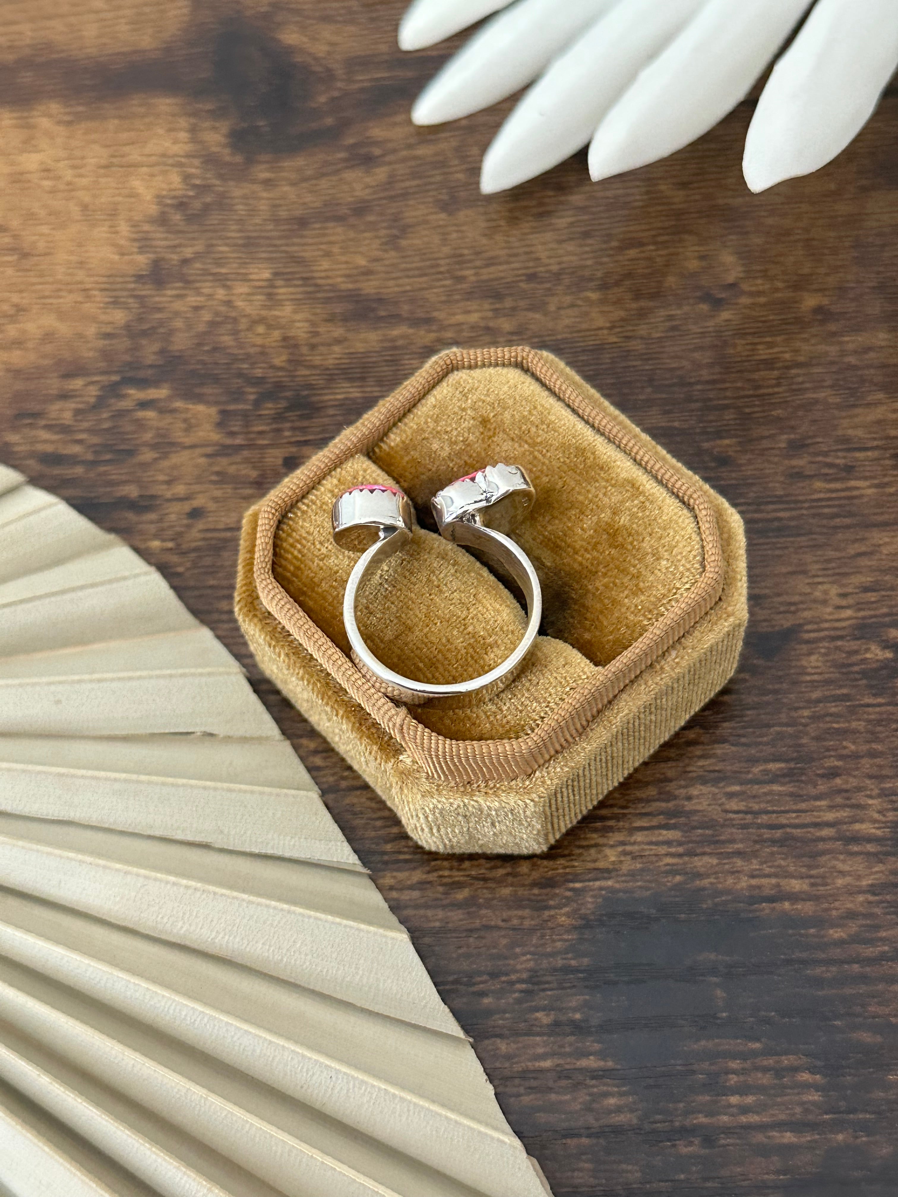 Southwest Handmade Pink Opal & Sterling Silver Adjustable Ring