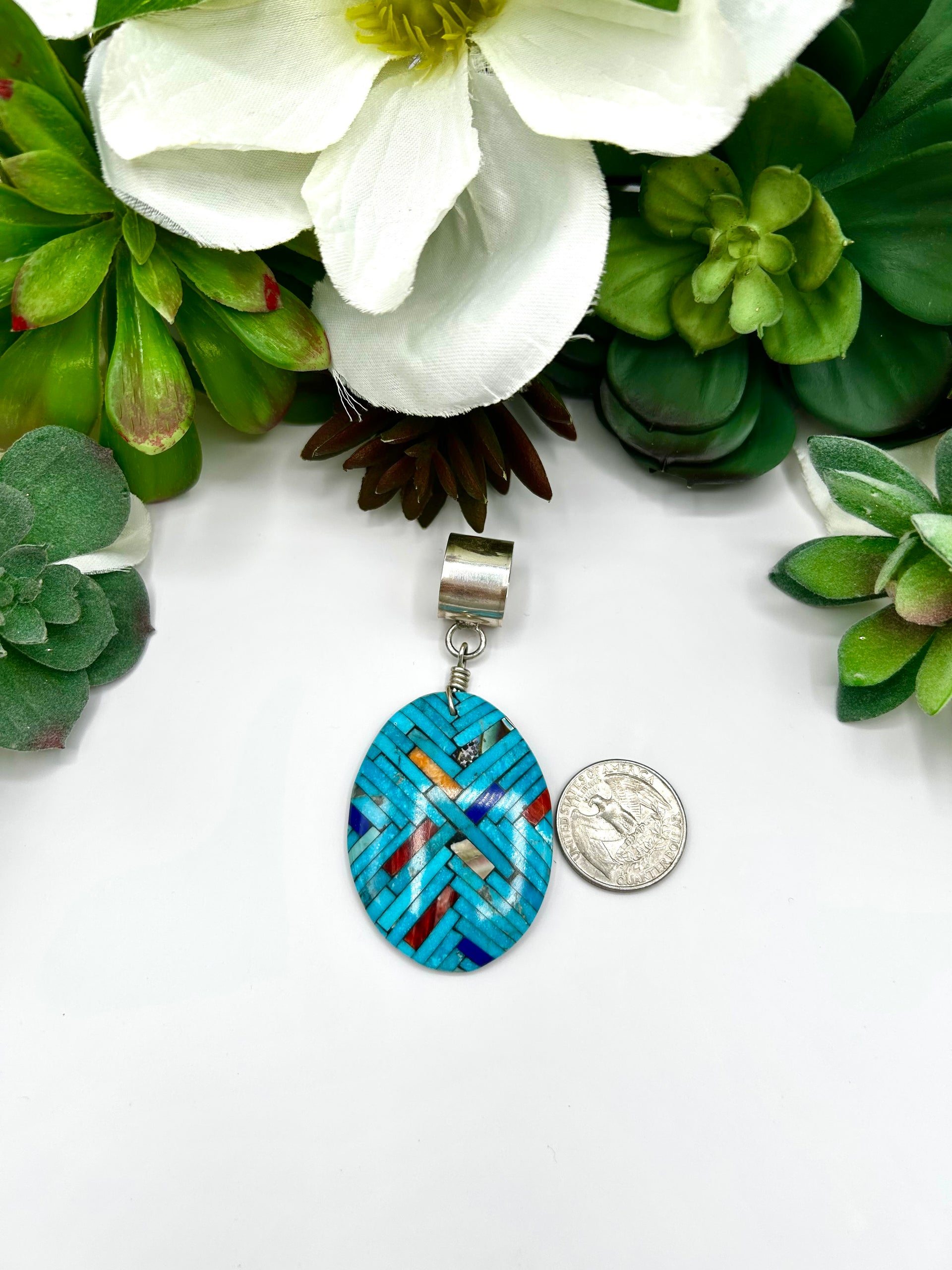 Joe Reano Multi Stone & Sterling Silver Pendant