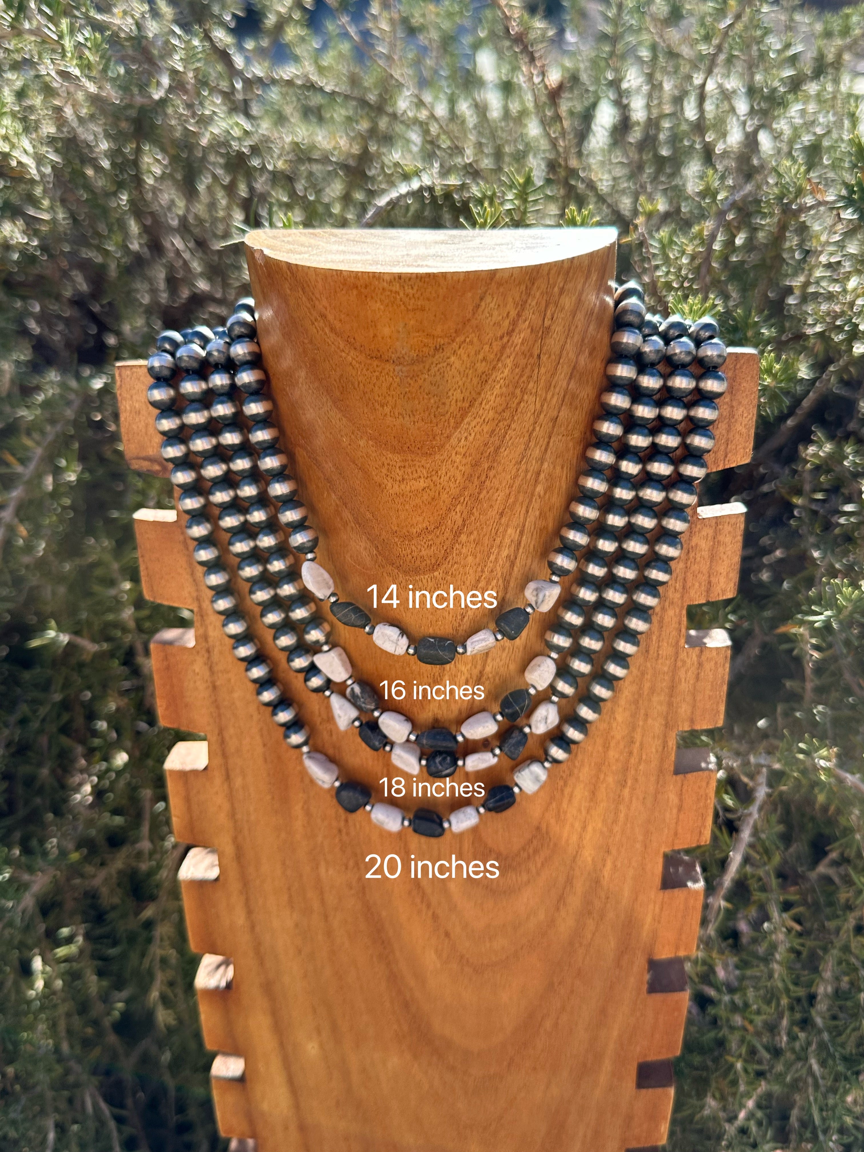 Navajo Strung White Buffalo & Sterling Silver 8 MM Pearl Necklaces