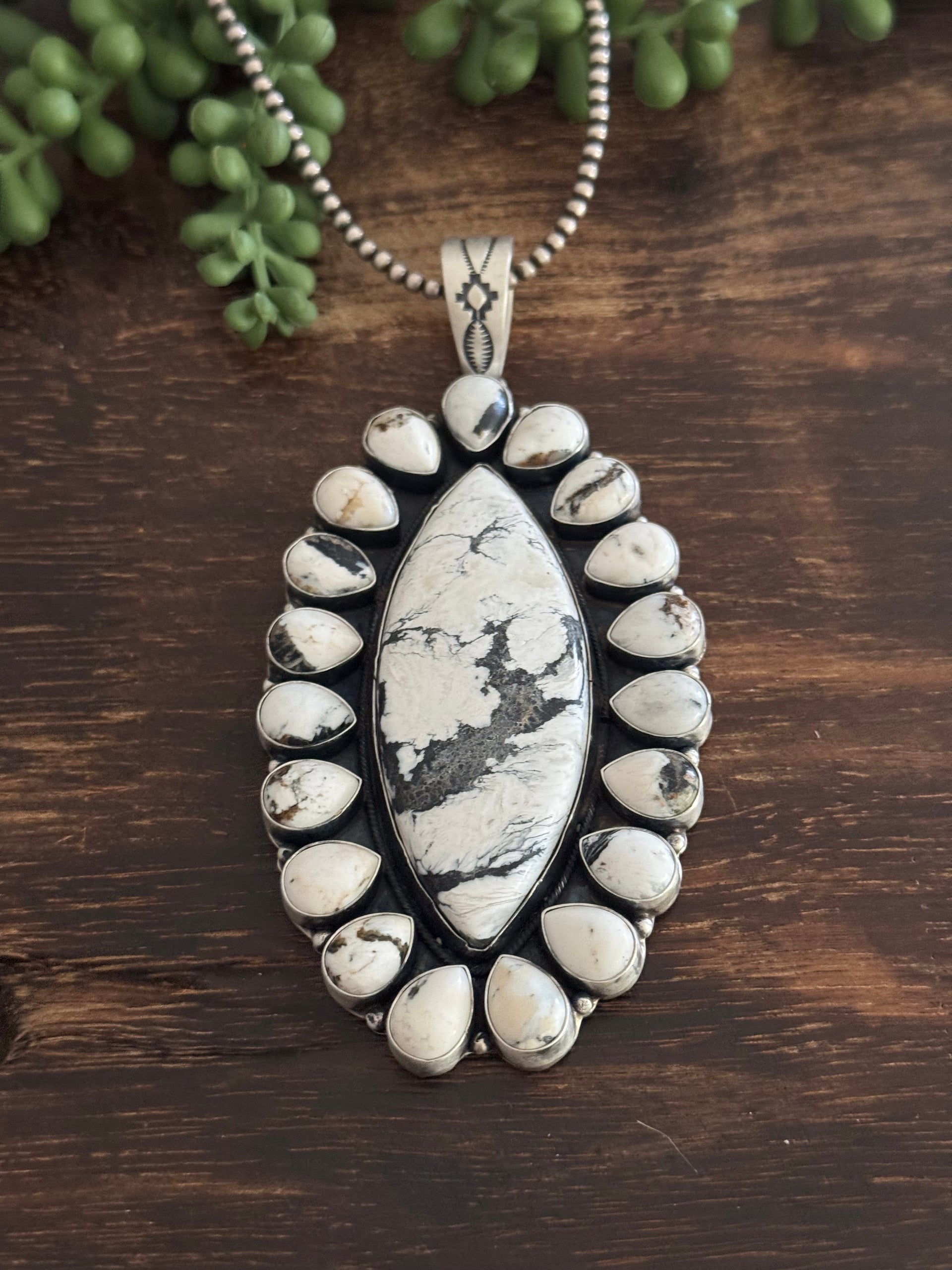 Aaron Robertson White Buffalo & Sterling Silver Cluster Pendant