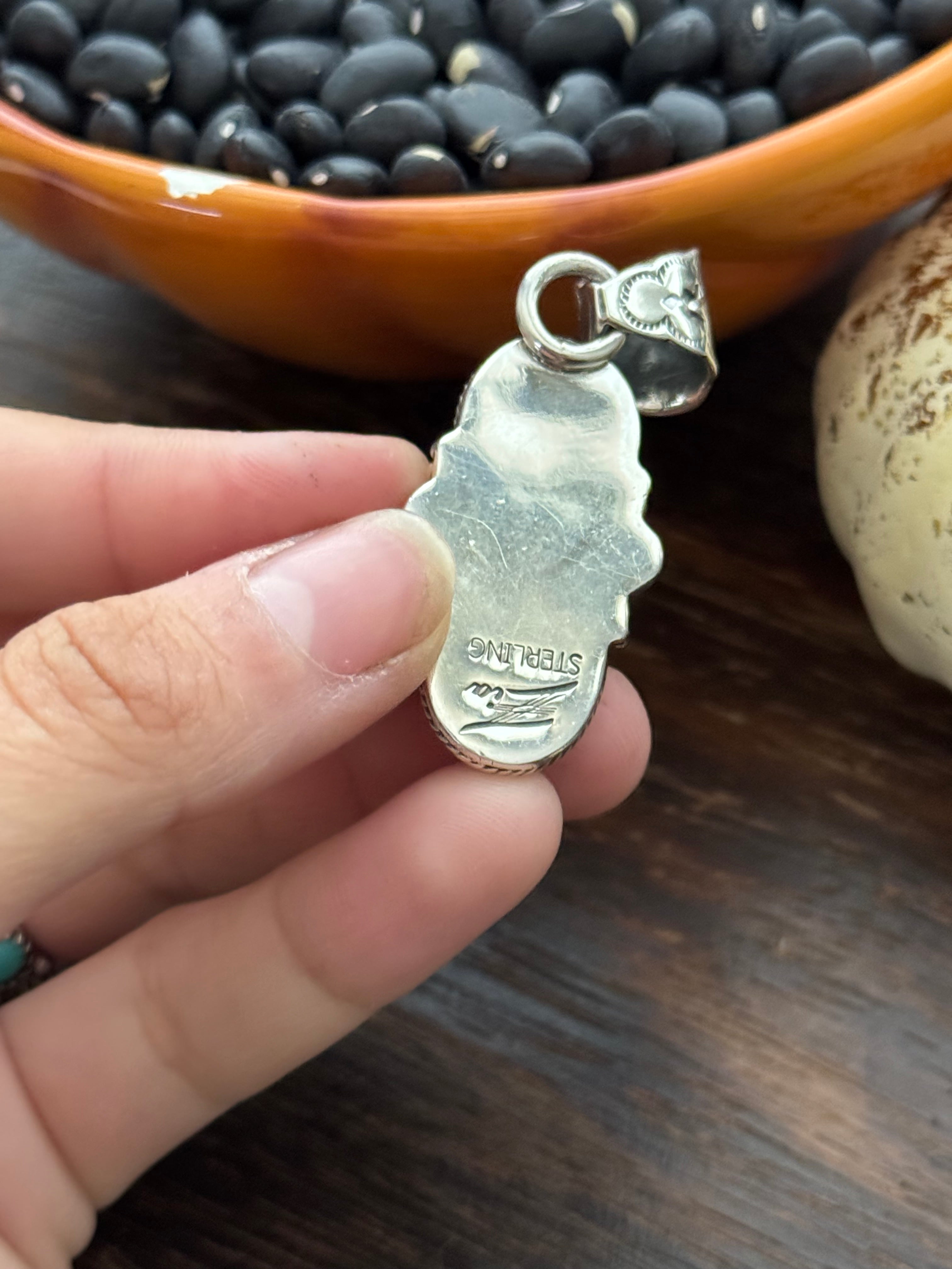 Navajo Made Multi Stone & Sterling Silver Pendant