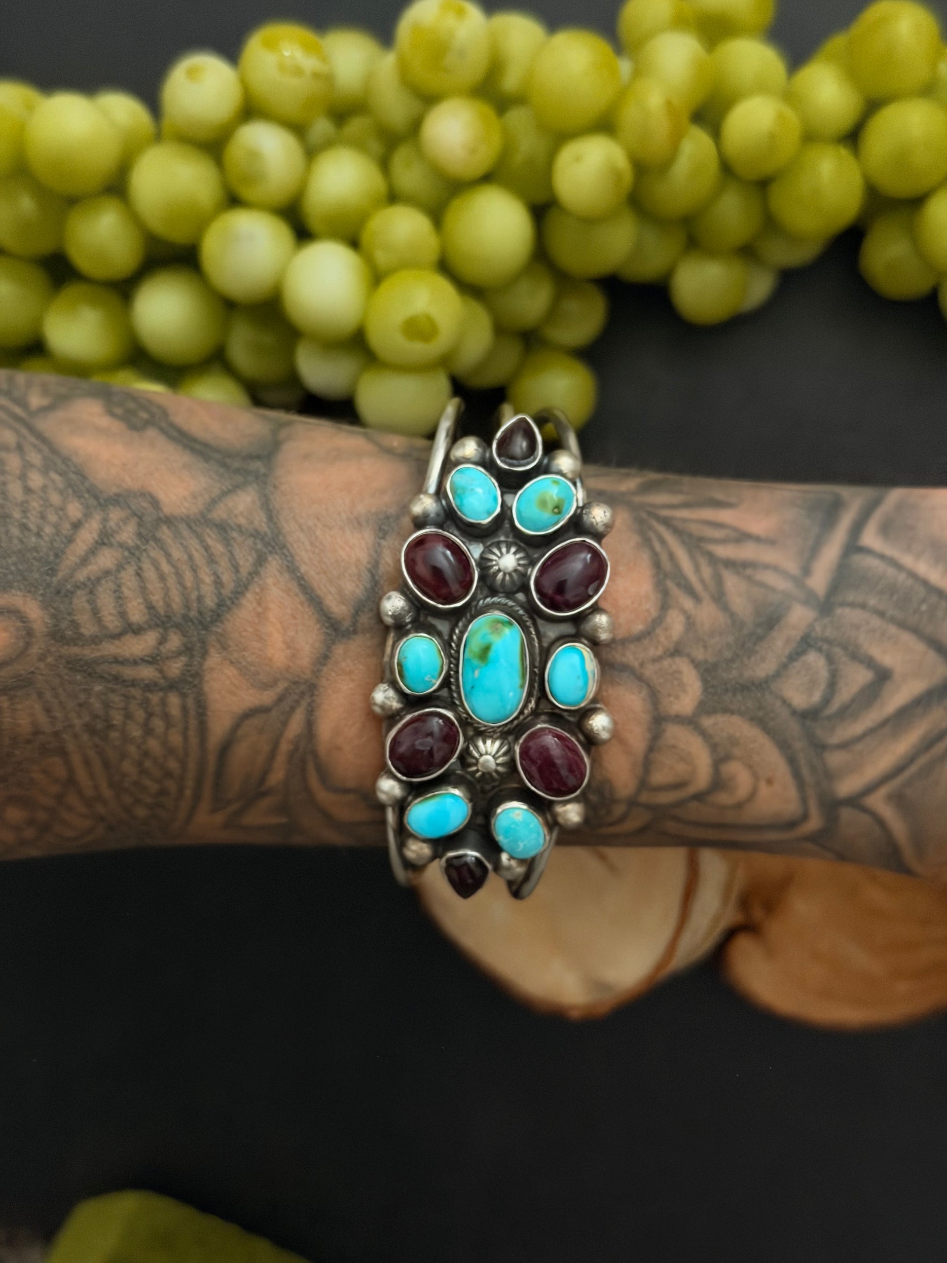Kathleen Livingston Multi Stone & Sterling Silver Cluster Cuff Bracelet
