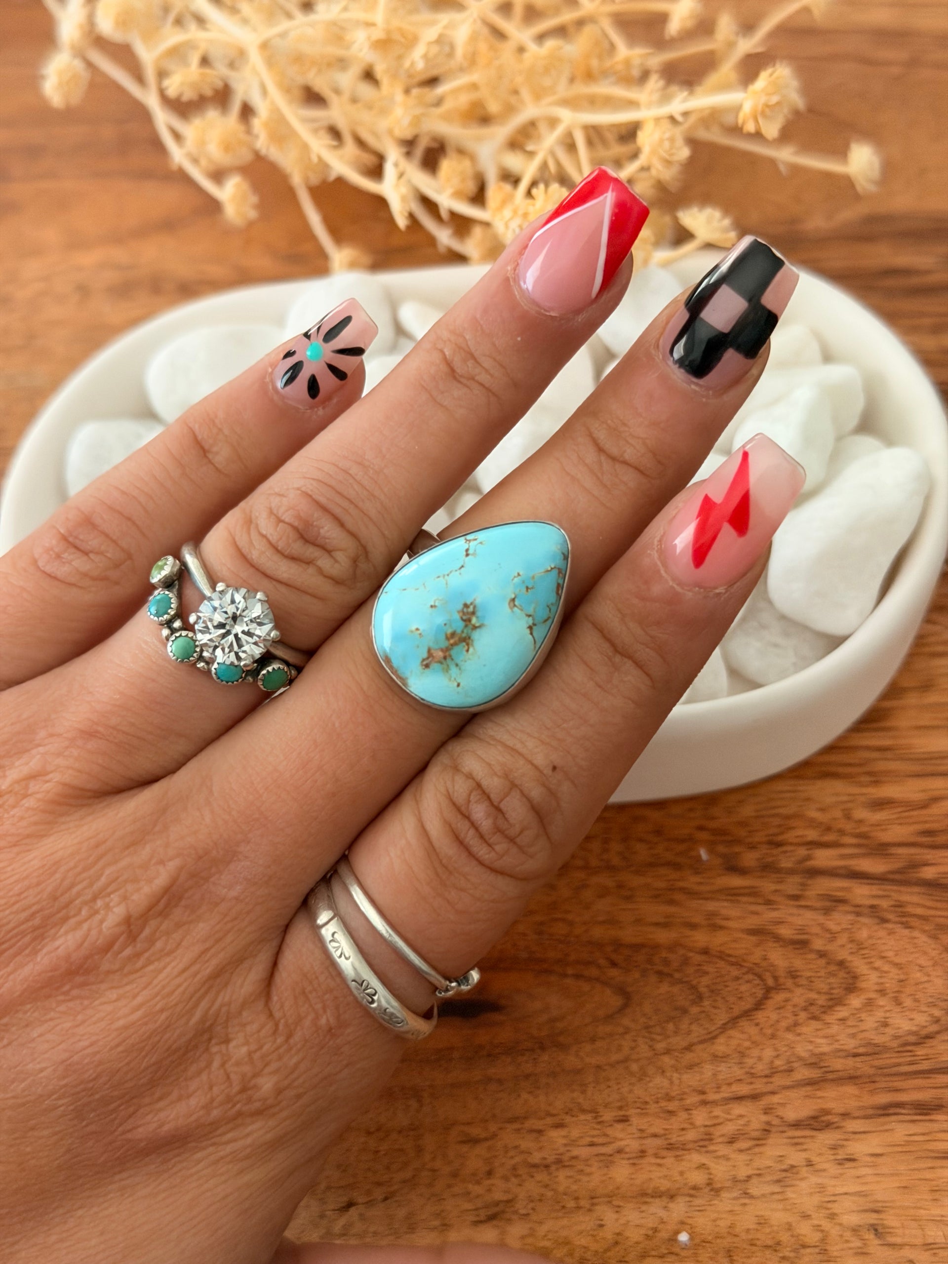 Antionette Martinez Golden Hills Turquoise & Sterling Silver Adjustable Ring
