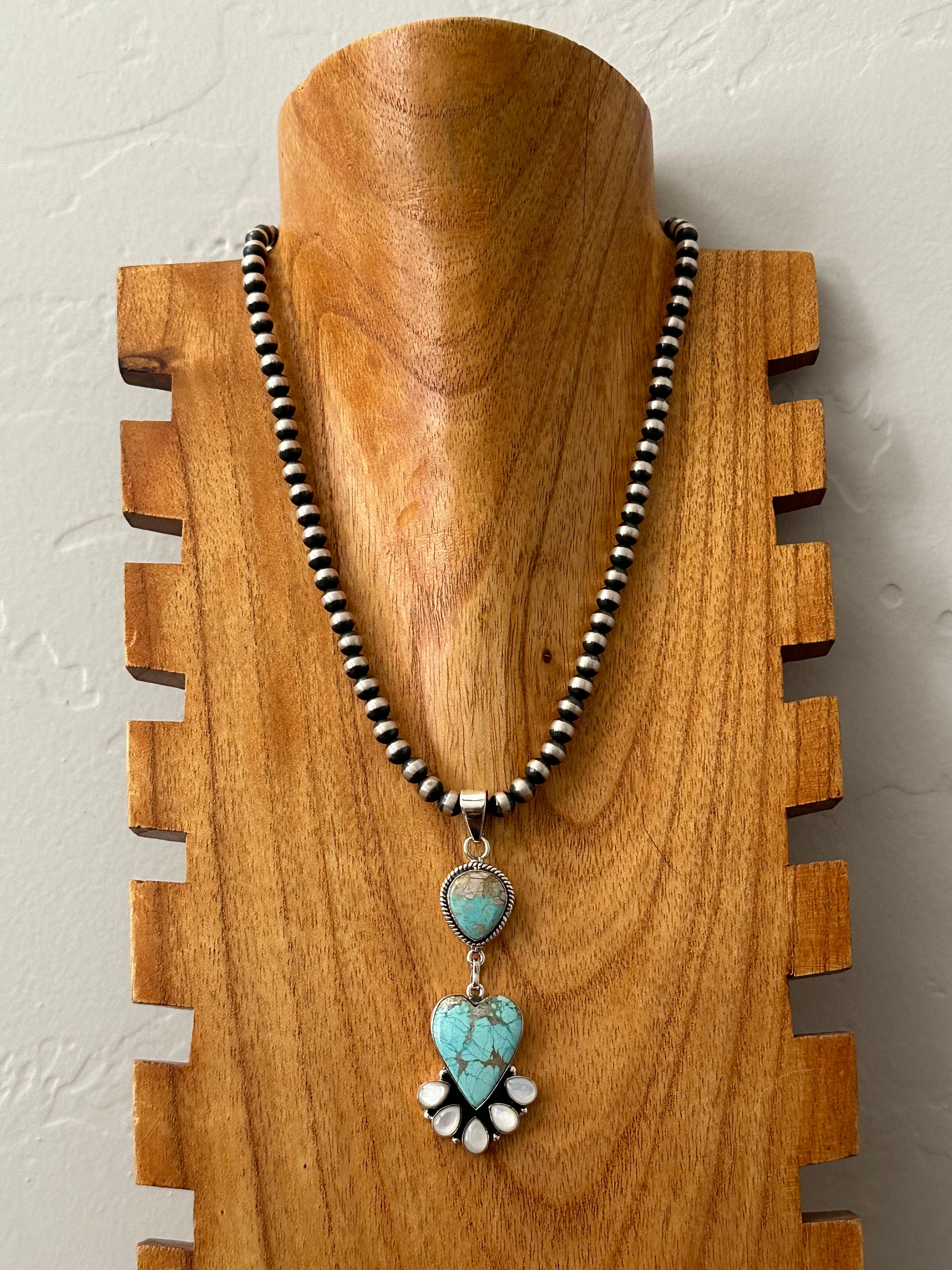 Southwest Handmade Multi Stone & Sterling Silver Cluster Pendant