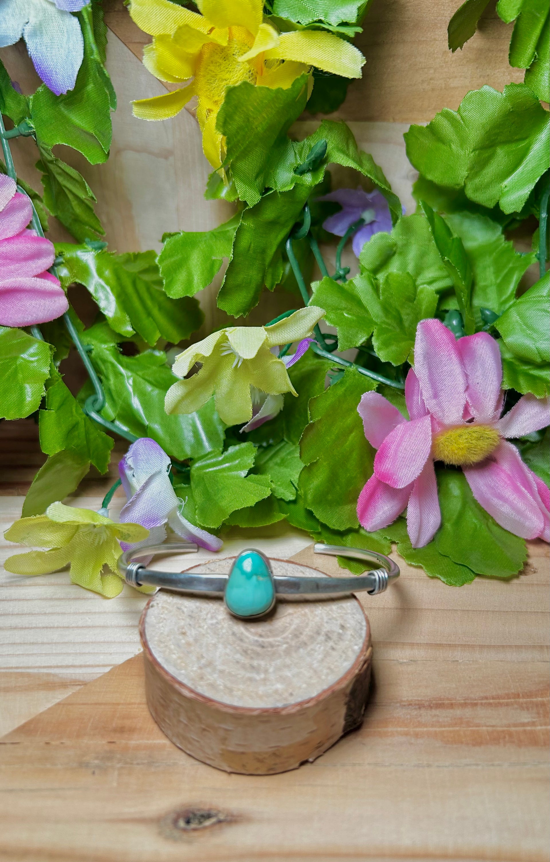 Navajo Made Sonoran Mountain Turquoise & Sterling Silver Cuff Bracelet