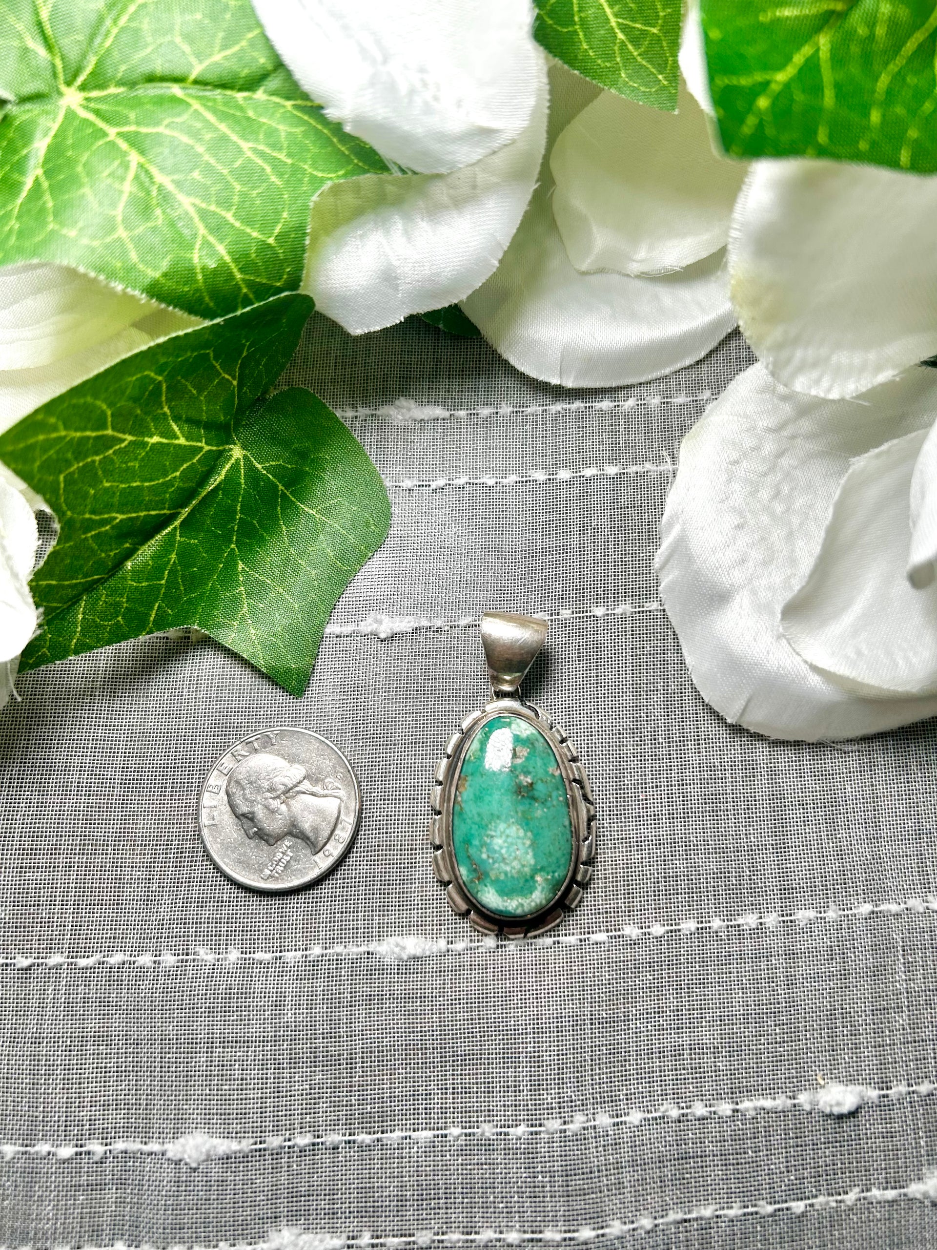 Peggy Skeets Kingman Turquoise & Sterling Silver Pendant