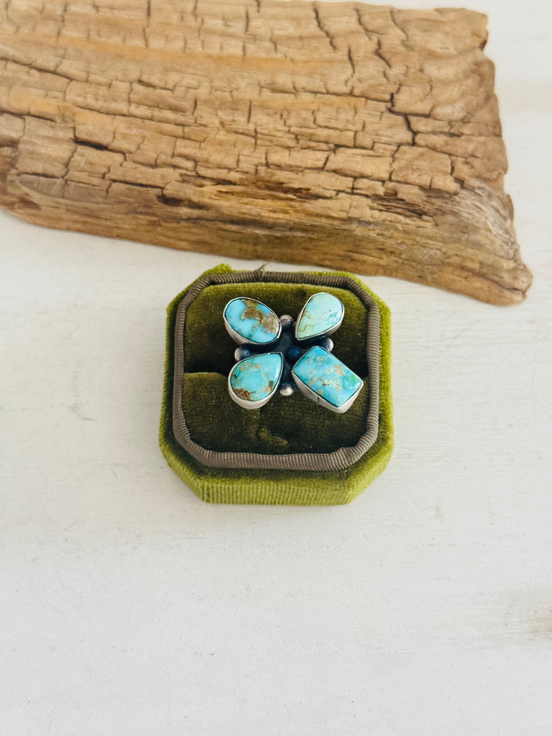 Jameson Garcia Royston Turquoise & Sterling Silver Adjustable Cluster Ring