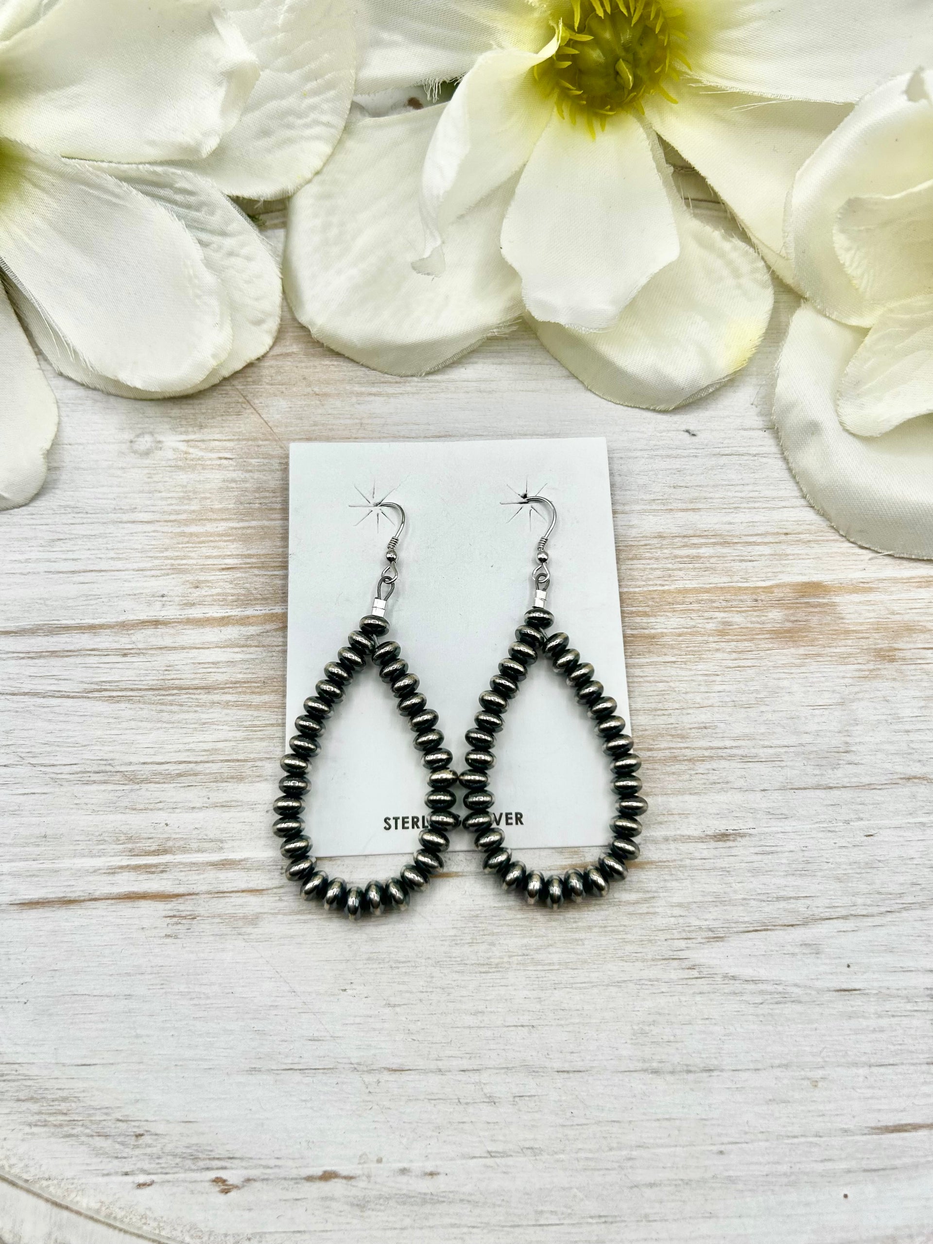 Navajo Made Strung Disc Sterling Silver Hook Earrings