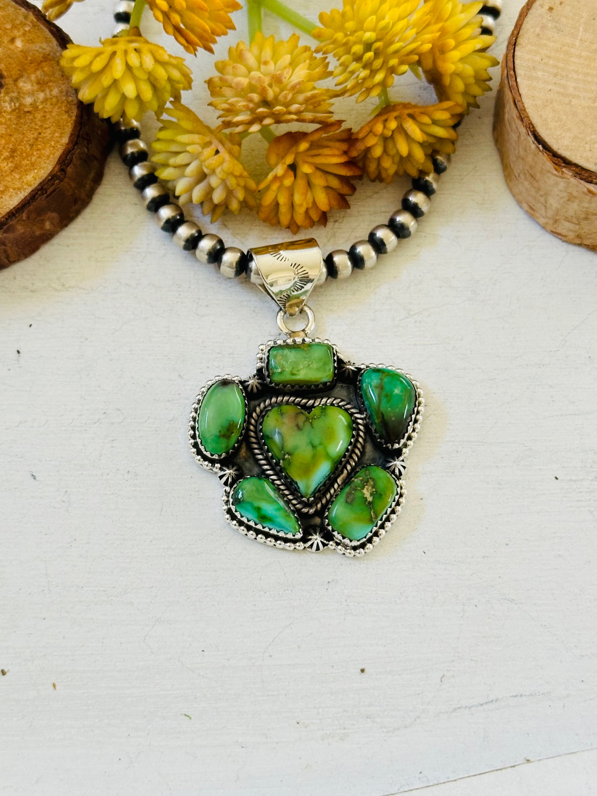 Southwest Handmade Sonoran Mountain Turquoise & Sterling Silver Pendant