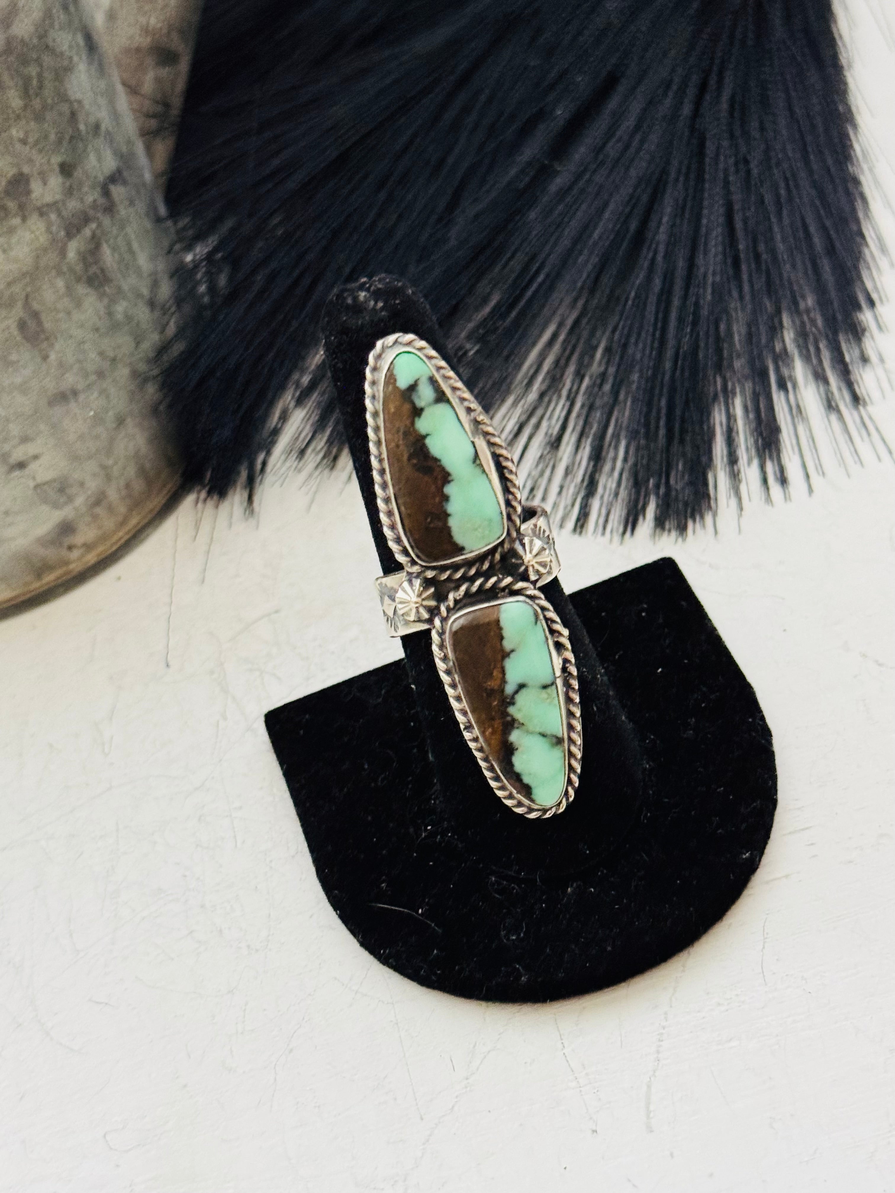 Navajo Made Variscite & Sterling Silver Ring Adjustable