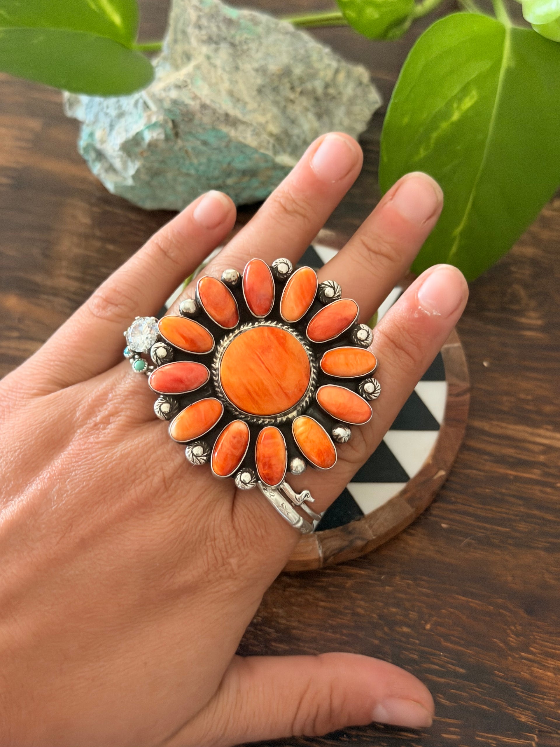 Zachariah David Spiny Oyster & Sterling Silver Adjustable Cluster Ring