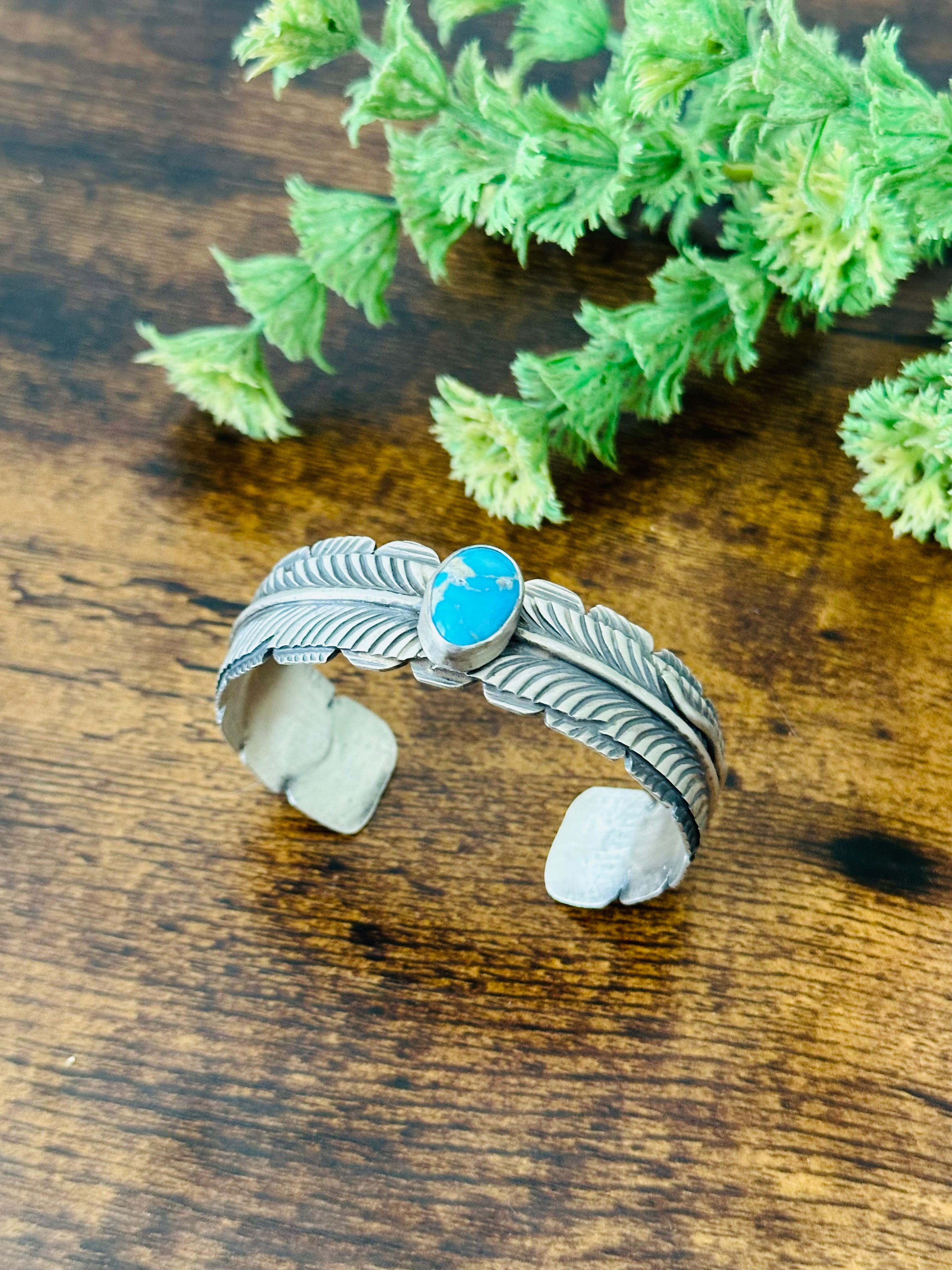 Navajo Made Valley Blue Turquoise & Sterling Silver Cuff Bracelet