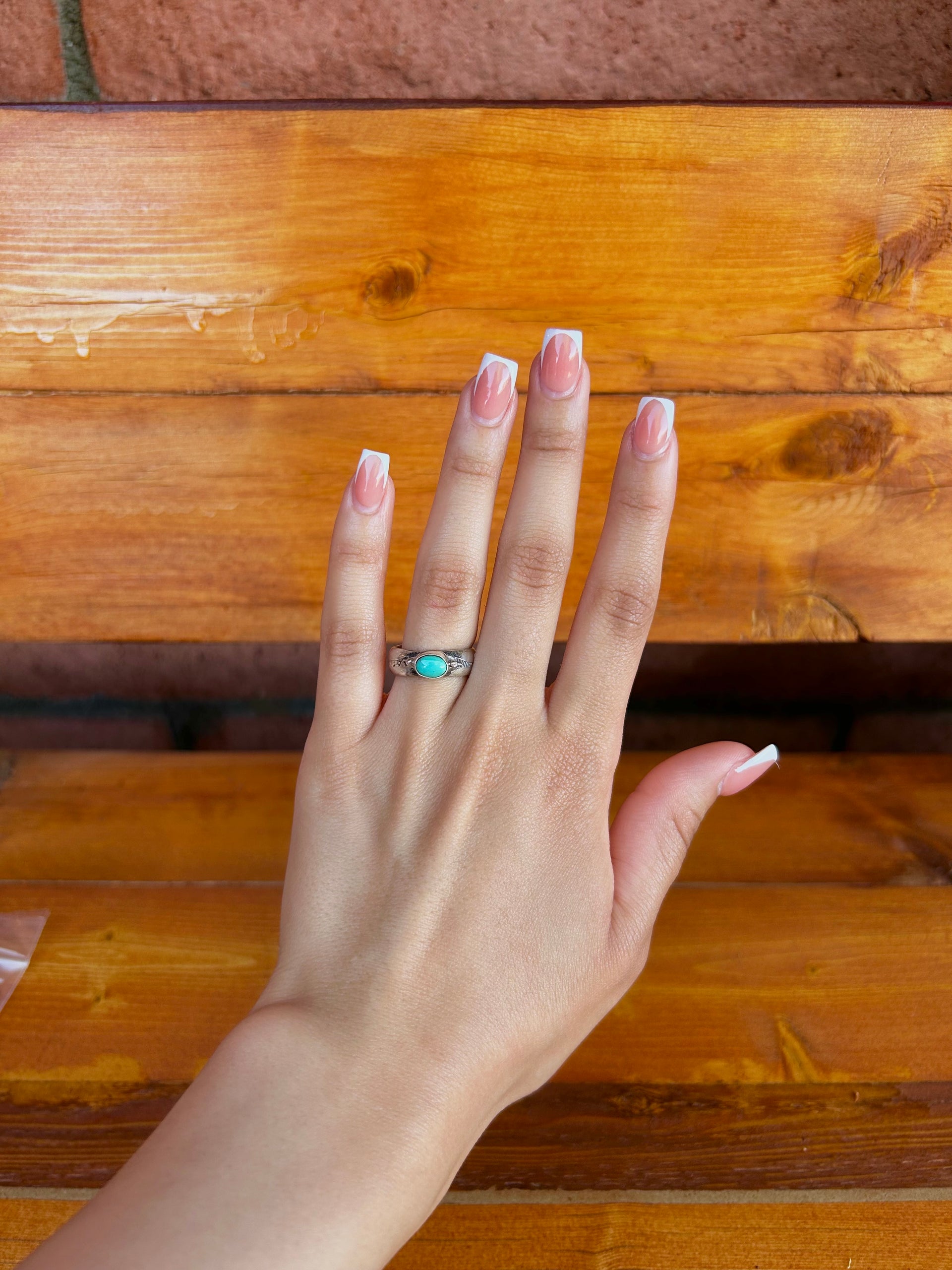 Navajo Made Kingman Turquoise & Sterling Silver Ring Size 7