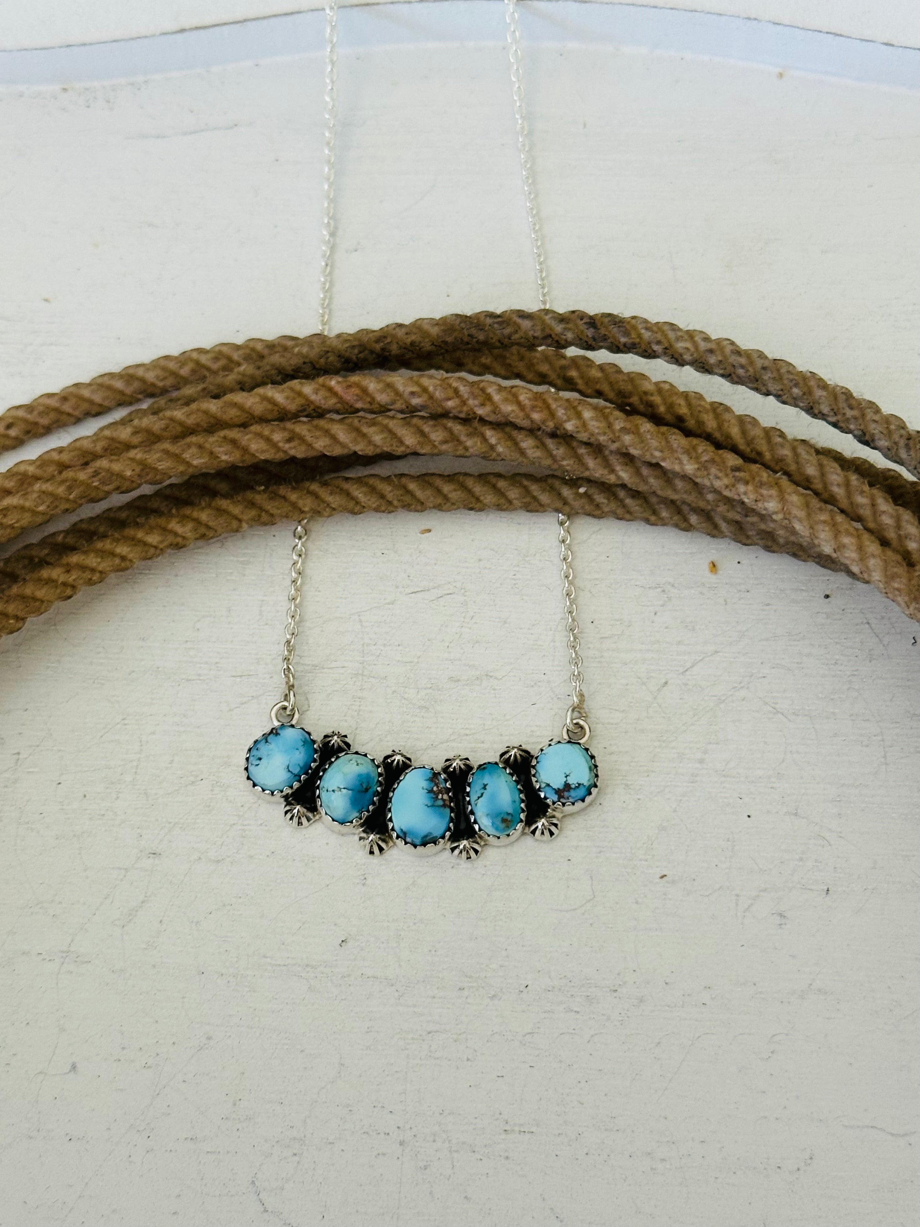 Southwest Handmade Golden Hills Turquoise & Sterling Silver Necklace