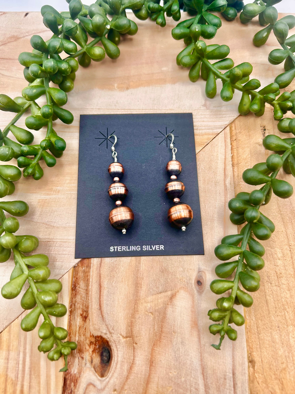 Navajo Made Strung Copper Hook Earrings
