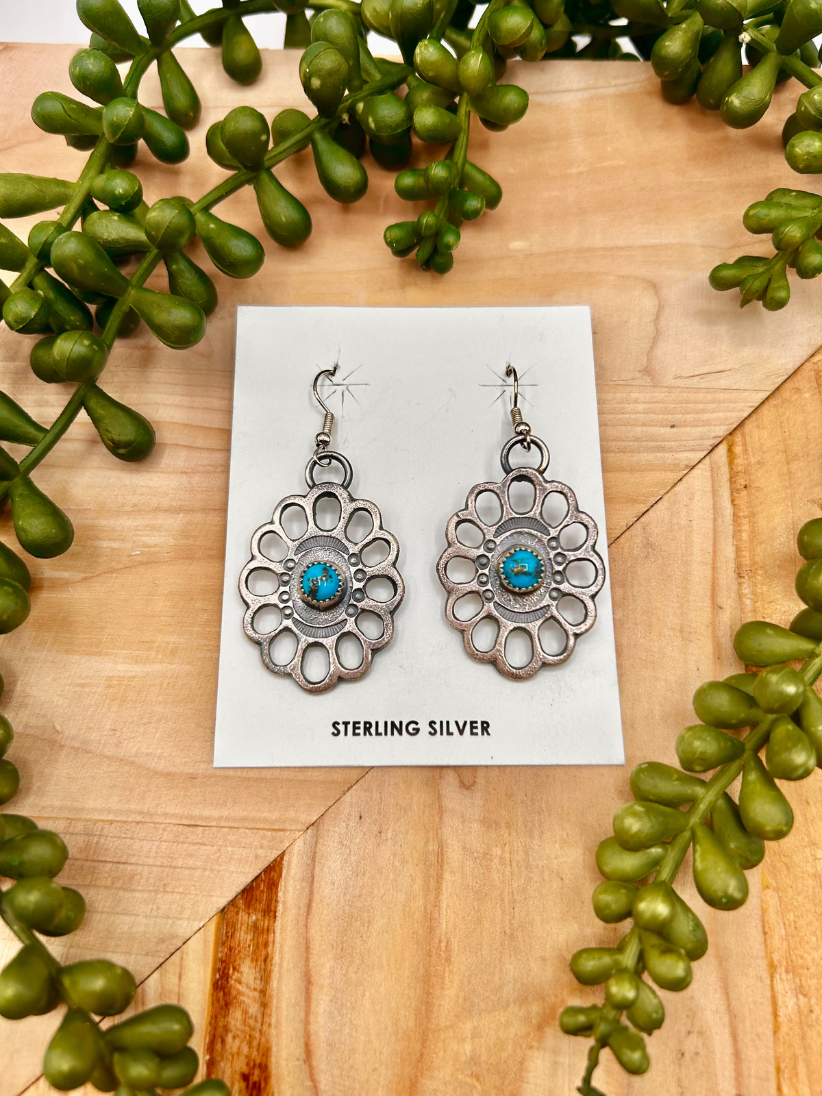 Kevin Billah Kingman Turquoise & Sterling Silver Hook Earrings